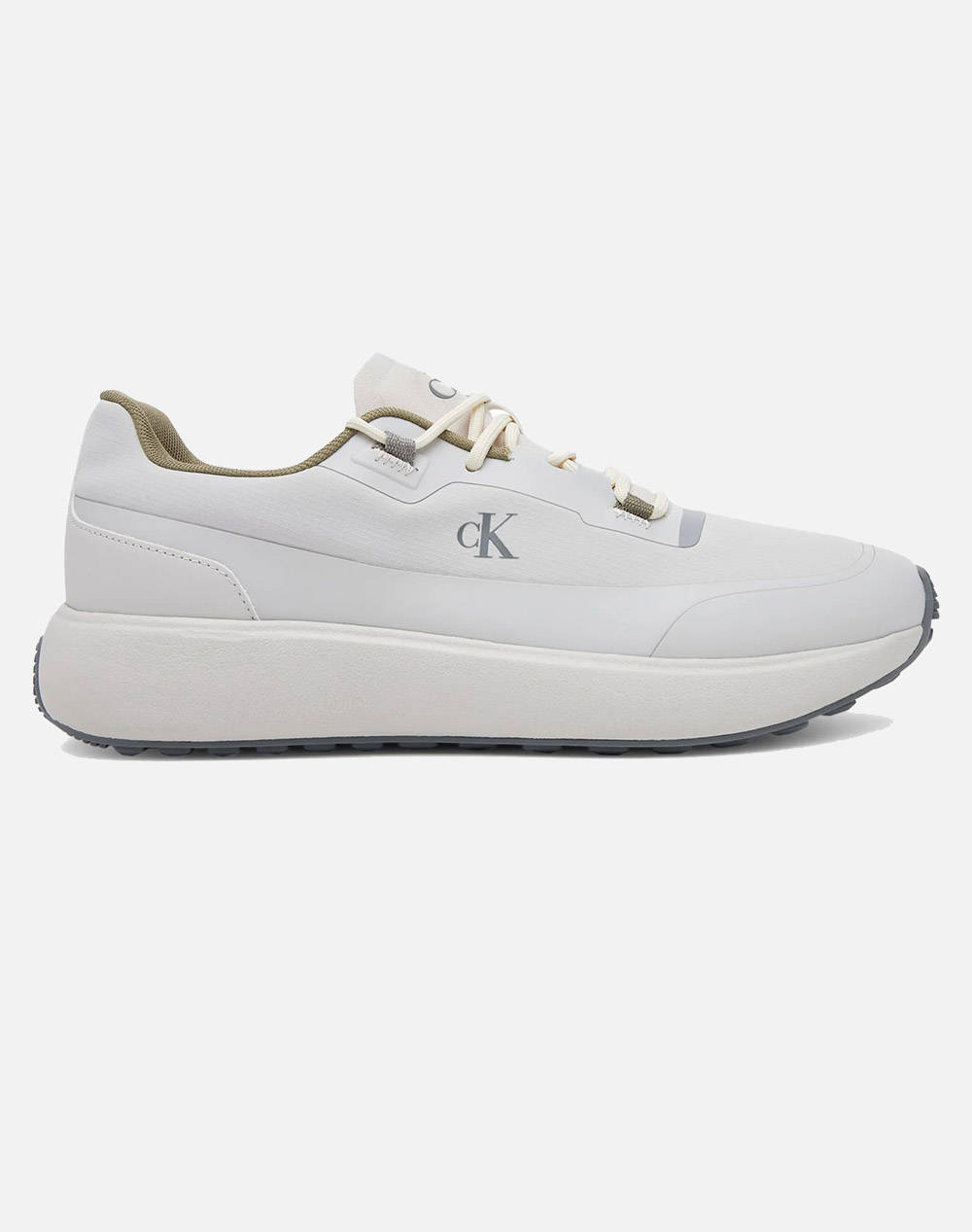 Calvin Klein Jeans Athleisure Runner Tech Ripstop Men Sports Shoes Offwhite Synthetic,Fabric Ym0Ym01205 0Is Male Shoes