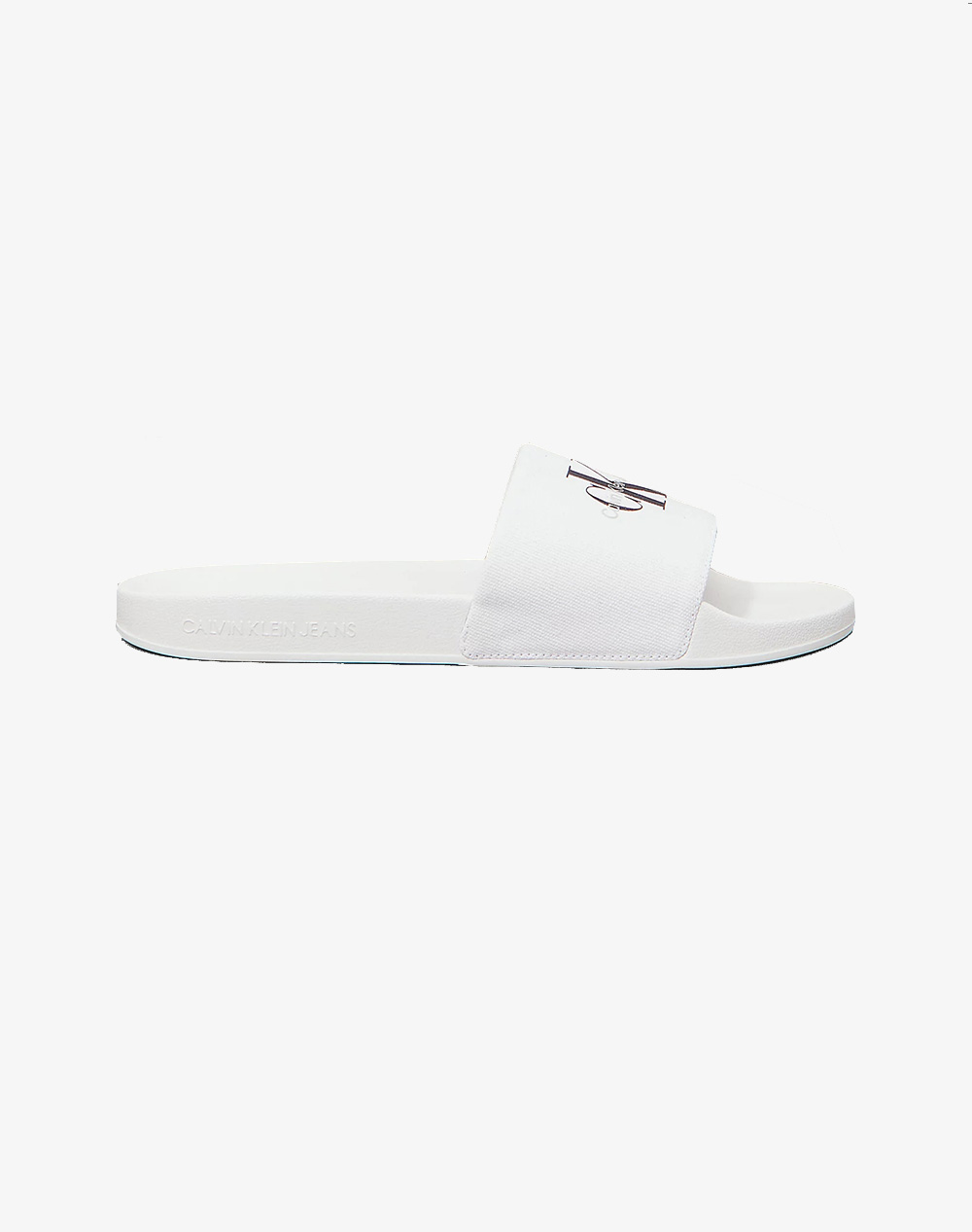 Calvin Klein Slide Monogram Men Footwear Flip Flops White Cotton,Synthetic,Fabric Ym0Ym01271 0K4 Male Flip Flops
