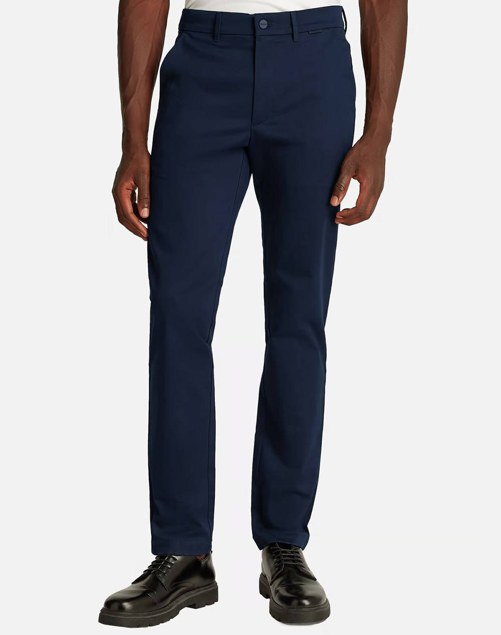 Calvin Klein Rain Stretch Slim Chino Men Clothes Trousers Chinos Navyblue Cotton,Elastic K10K113429 Cef32 Male Chinos Blue