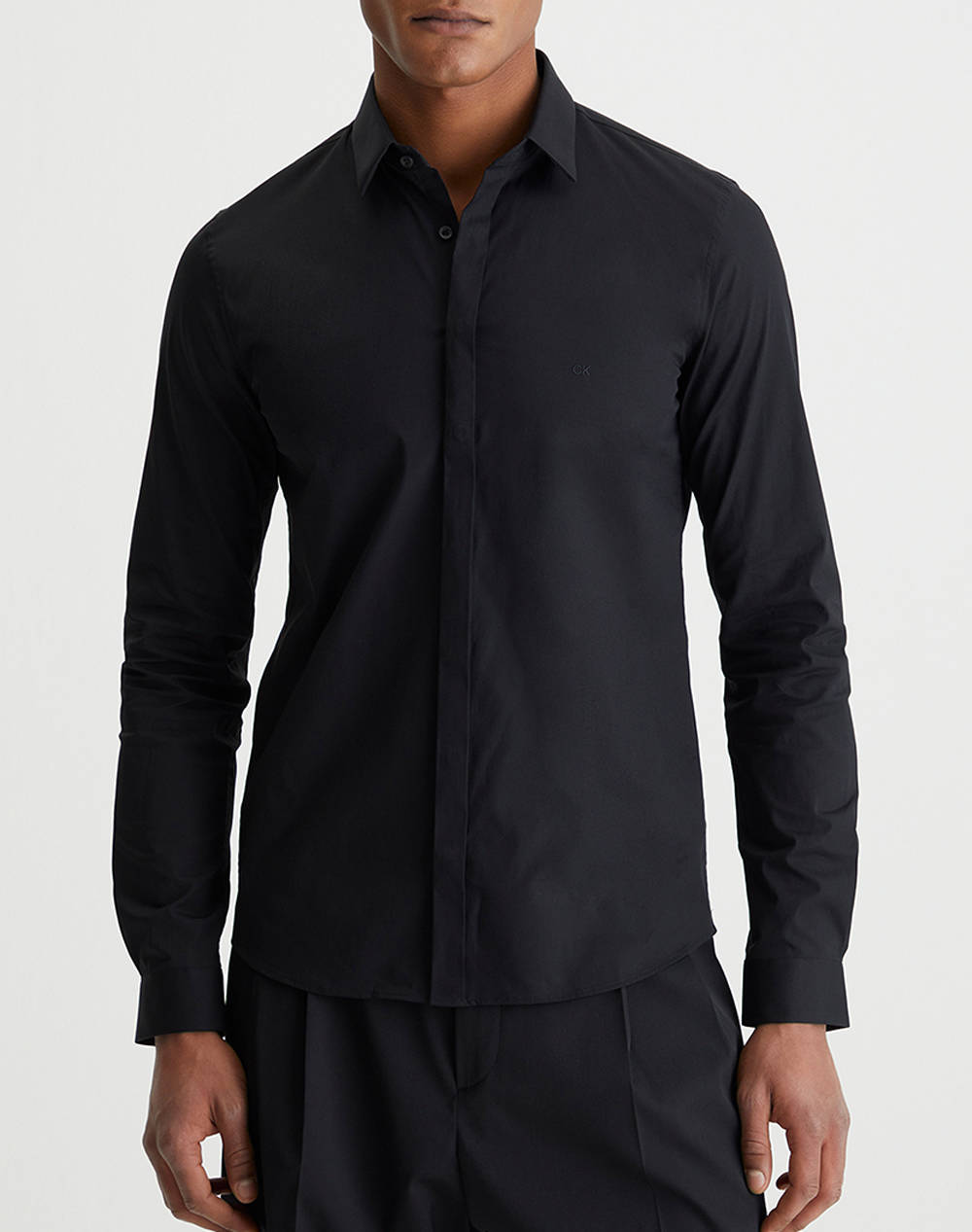 Calvin Klein Poplin Hp Extra Slim Shirt Men Clothes Shirts Black Cotton,Elastic K10K109891 Beh Male Shirts Black