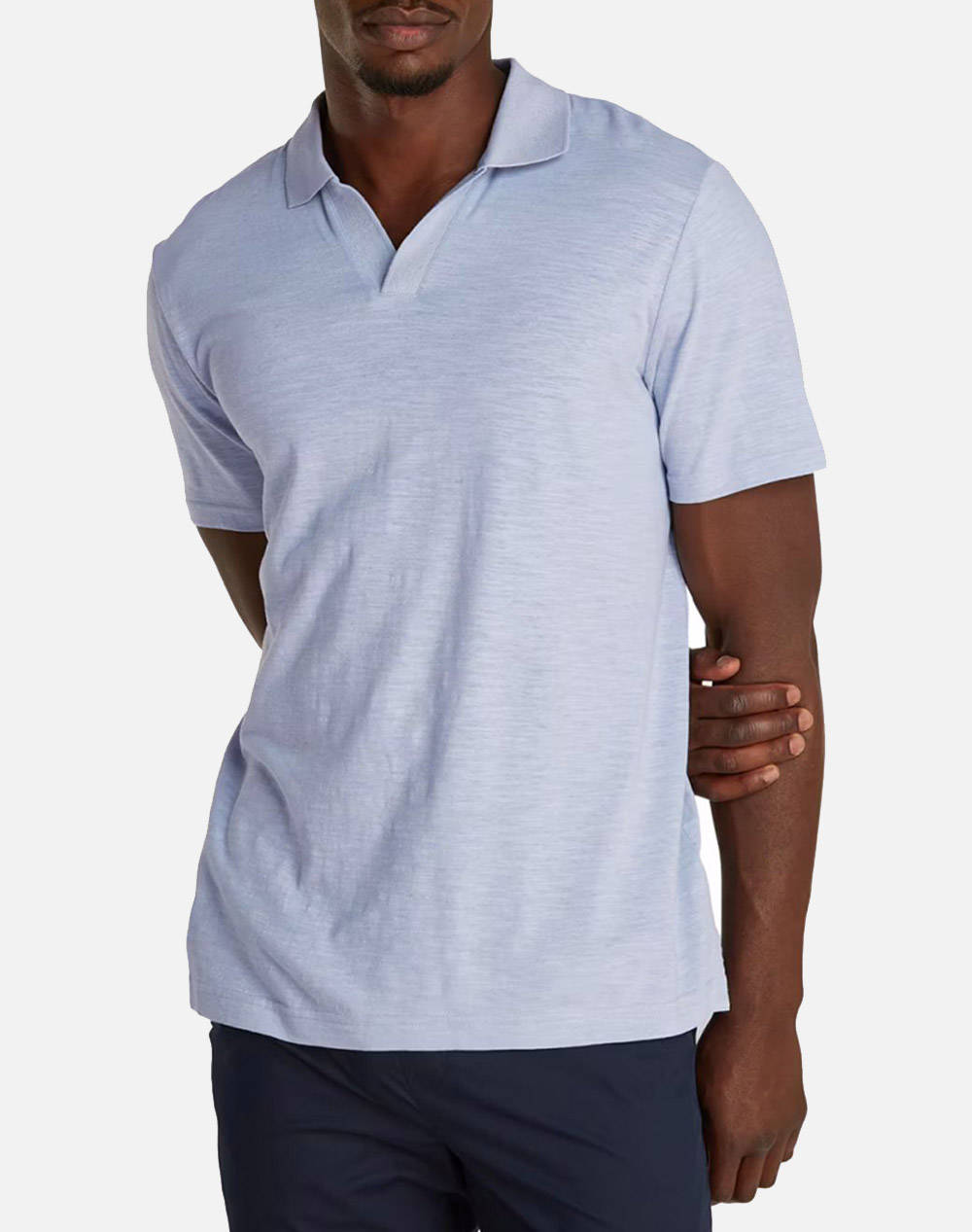 Calvin Klein Linen Cotton Cuban Collar Polo Men Clothes T Shirts & Sweatshirts Polo Lightblue Cotton,Linen K10K114136 Dwe Male Polo Blue