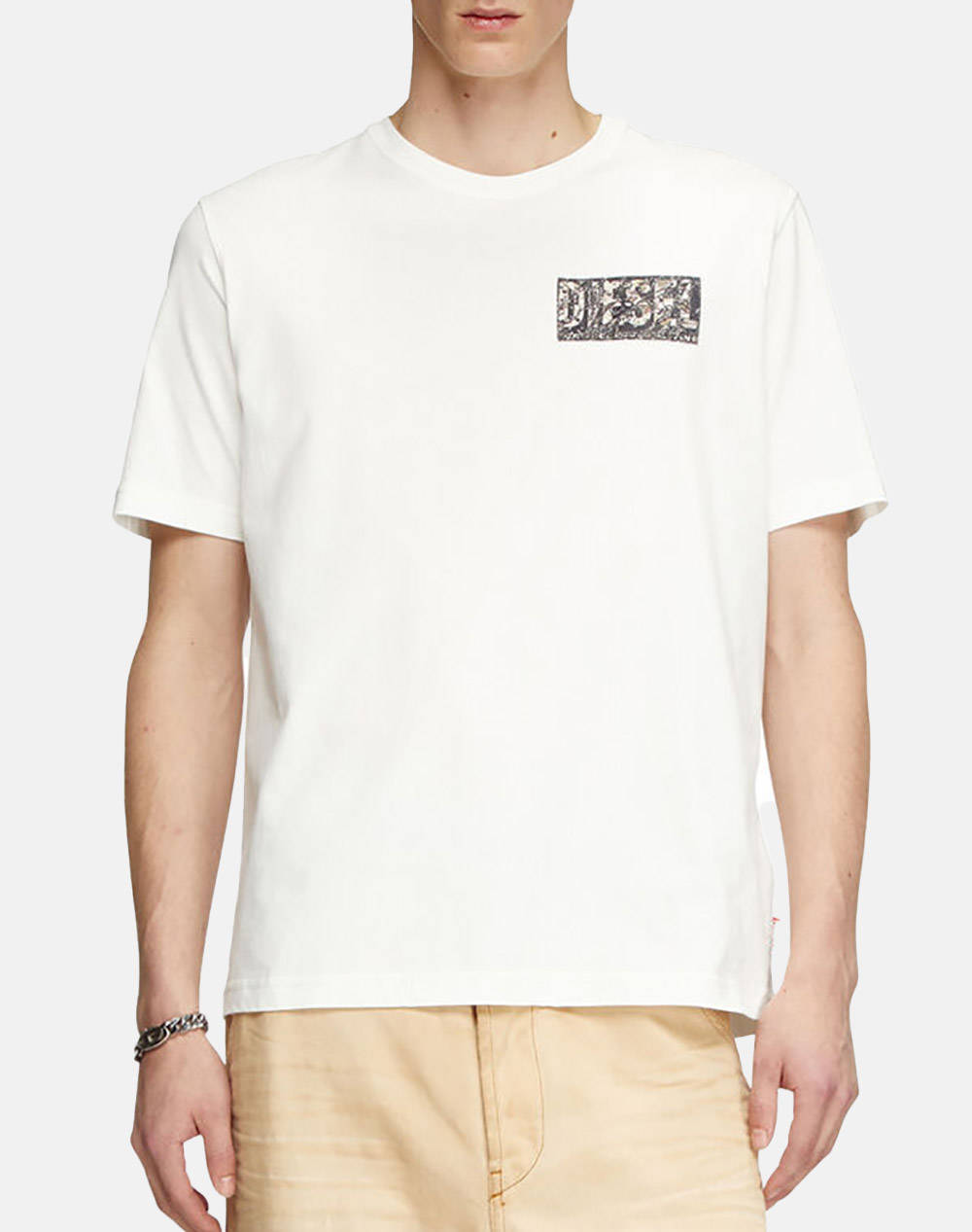 Diesel T Adjust R19 T Shirt Men Clothes T Shirts & Sweatshirts T Shirts Offwhite Cotton A172570Agri 141 Male T-Shirts