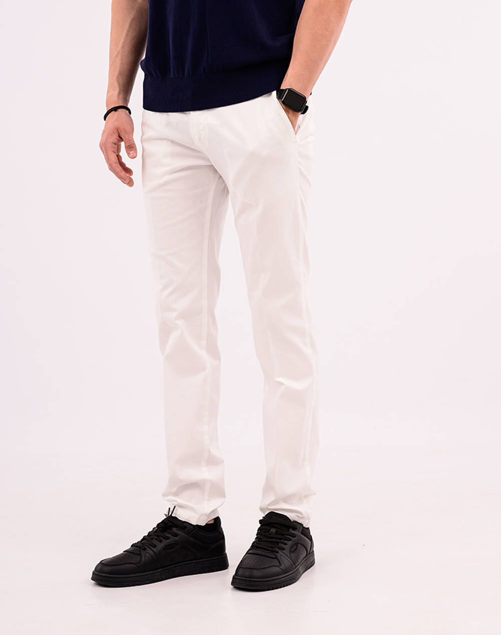 Four Ten Παντελόνι Chino Ανδρας Ρουχα Παντελονια Chinos White Βαμβακιμε Ελασταν T910125003 00150