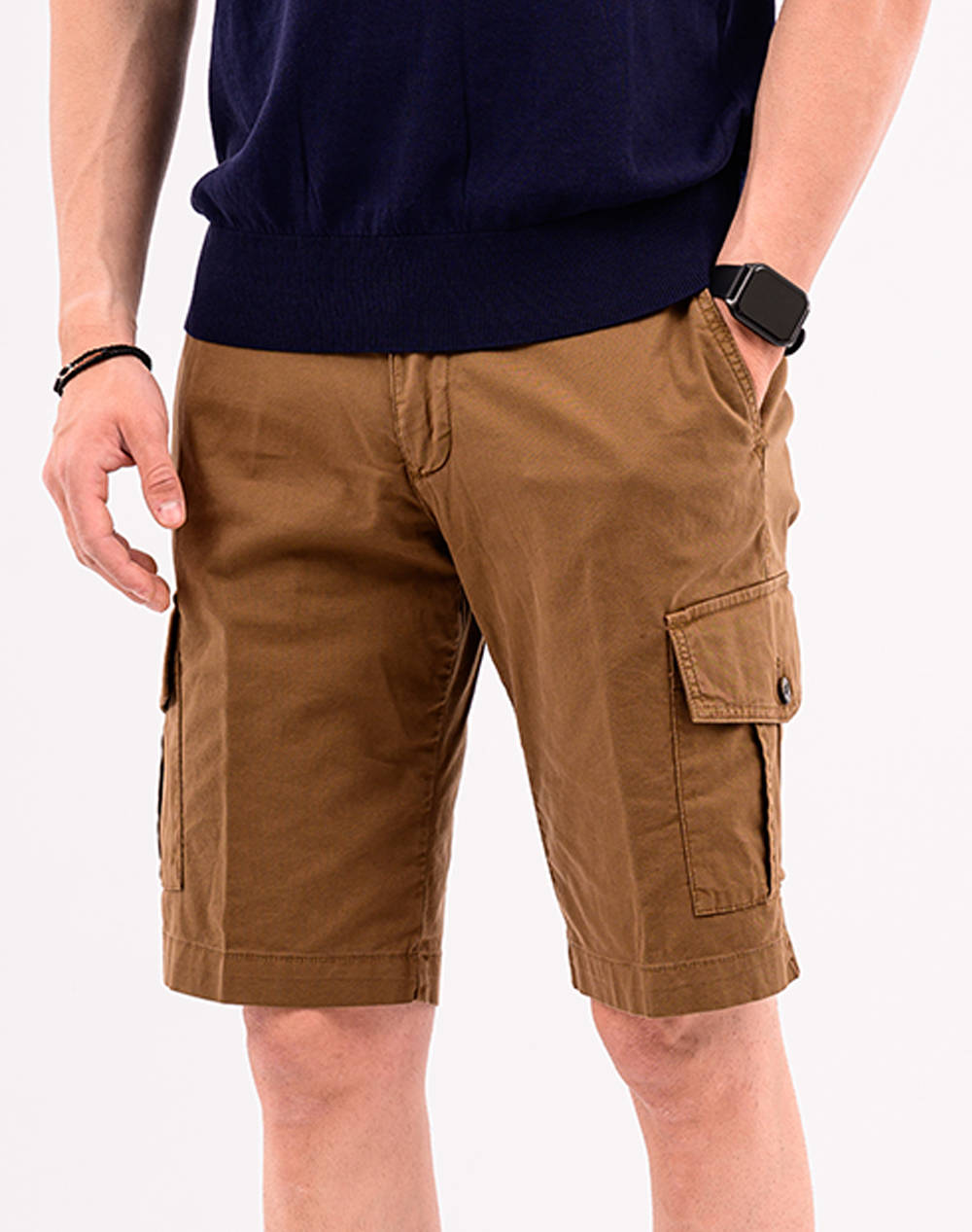Four Ten Bermuda Men Clothes Shorts/Bermudas Cargo Brown Cotton,Synthetic P339125058 00173 Male Cargo Brown