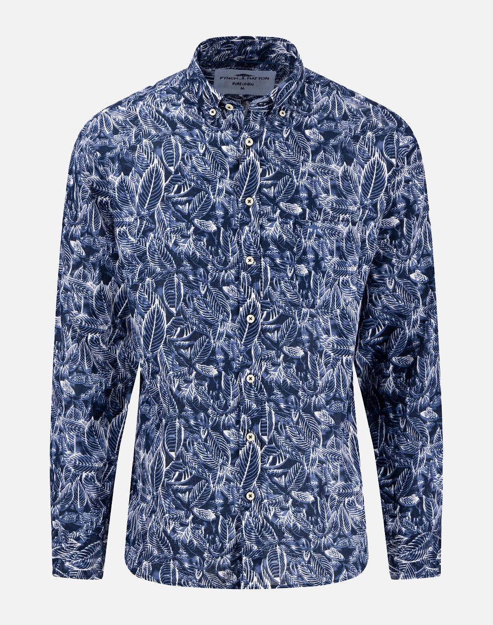 Fynch Hatton Shirts Men Clothes Shirts Navyblue Linen 1513 6110 685 Male Shirts Blue