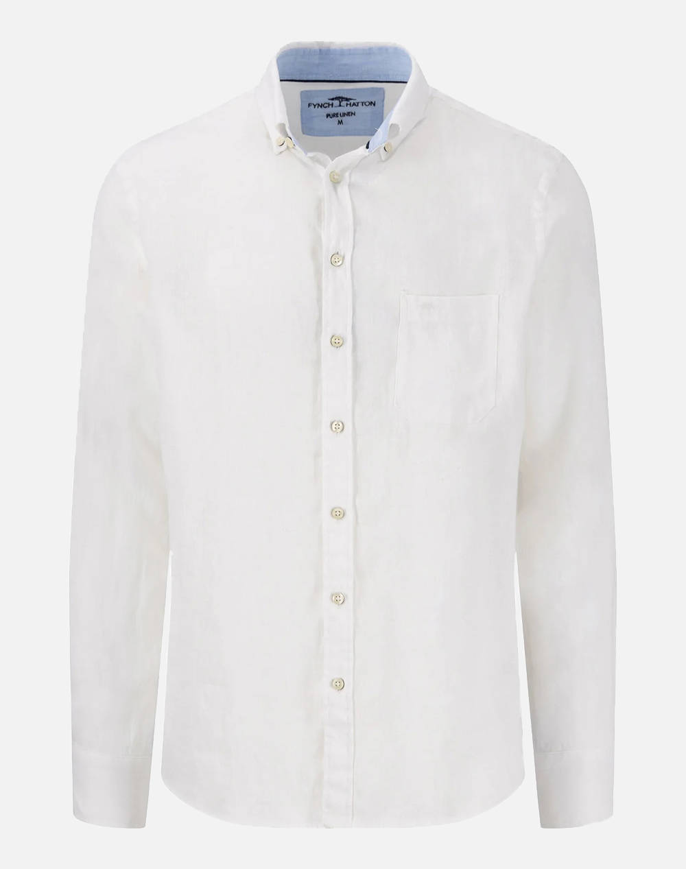 Fynch Hatton Shirts Men Clothes Shirts White Linen 1513 6000 802 Male Shirts