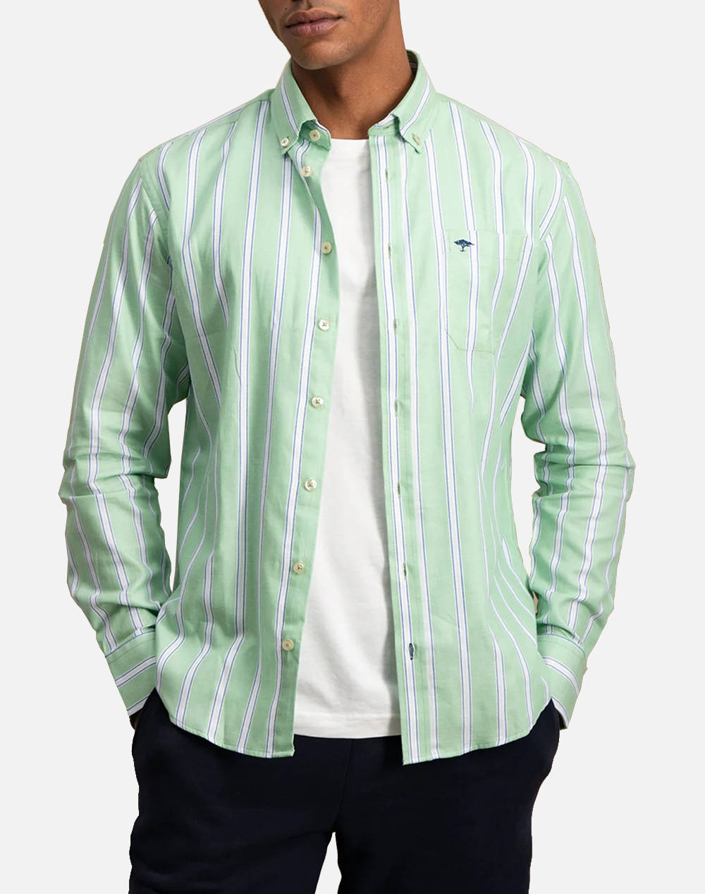 Fynch Hatton Shirts Men Clothes Shirts Lightgreen Cotton 1503 5280 722 Male Shirts Green