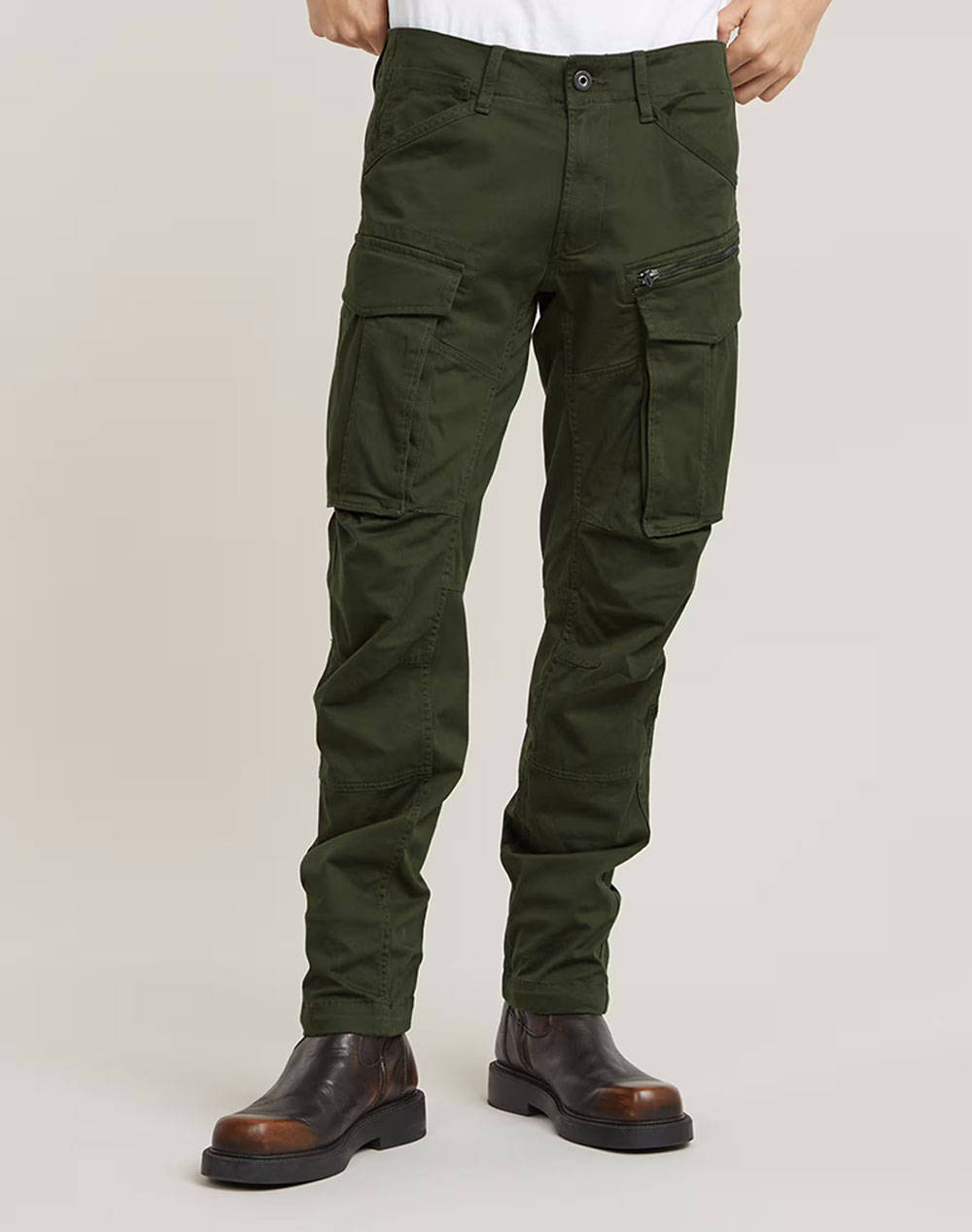 G Star Rovic Zip 3D Regular Tapered Men Clothes Trousers Cargo Darkgreen Cotton,Elastic D02190 5126 6059 Male Cargo Green
