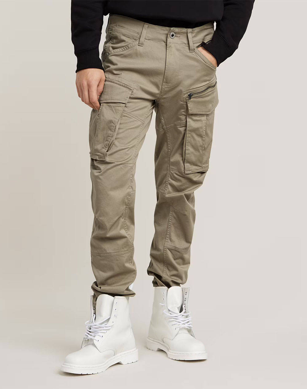 G Star Rovic Zip 3D Regular Tapered Men Clothes Trousers Cargo Khaki Cotton,Elastic D02190 5126 239 Male Cargo Khaki