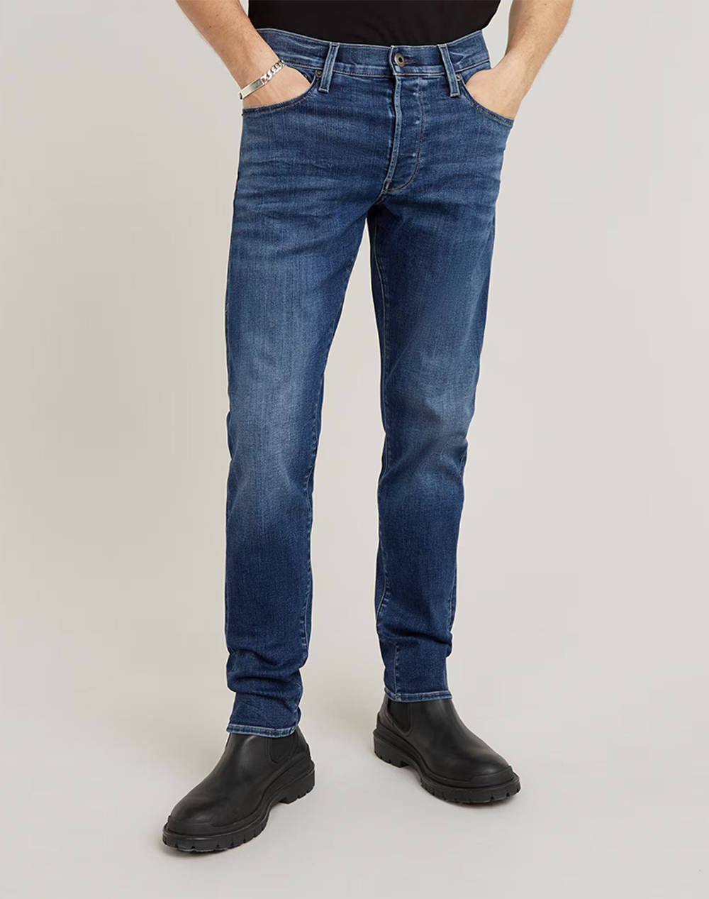G Star 3301 Slim Men Clothes Trousers Jeans Denimblue Cotton,Synthetic D25742 8968 071 Male Jeans Blue