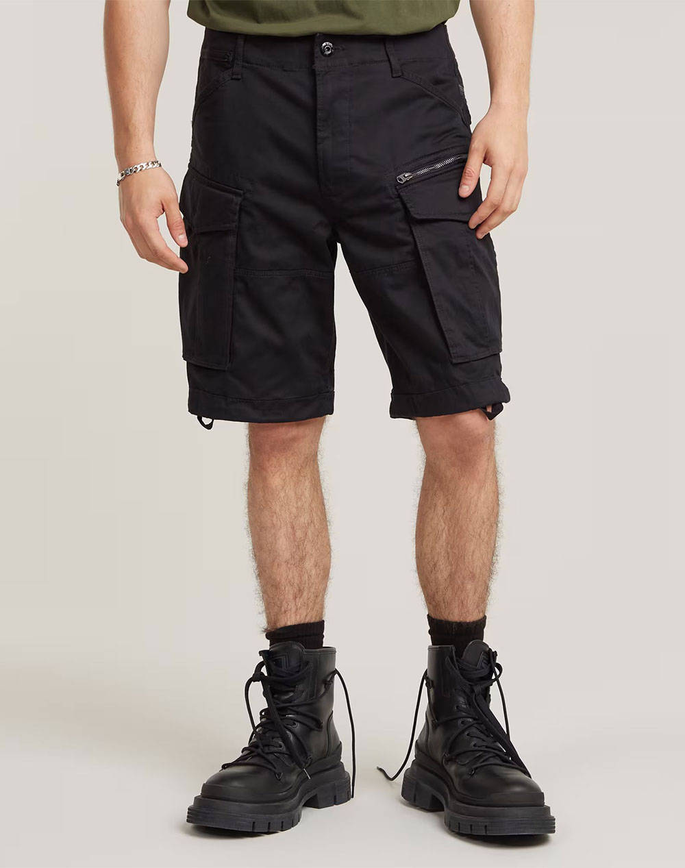 G Star Rovic Zip Relaxed 1 Men Clothes Shorts/Bermudas Cargo Black Cotton,Elastic D08566 5126 990 Male Cargo Black