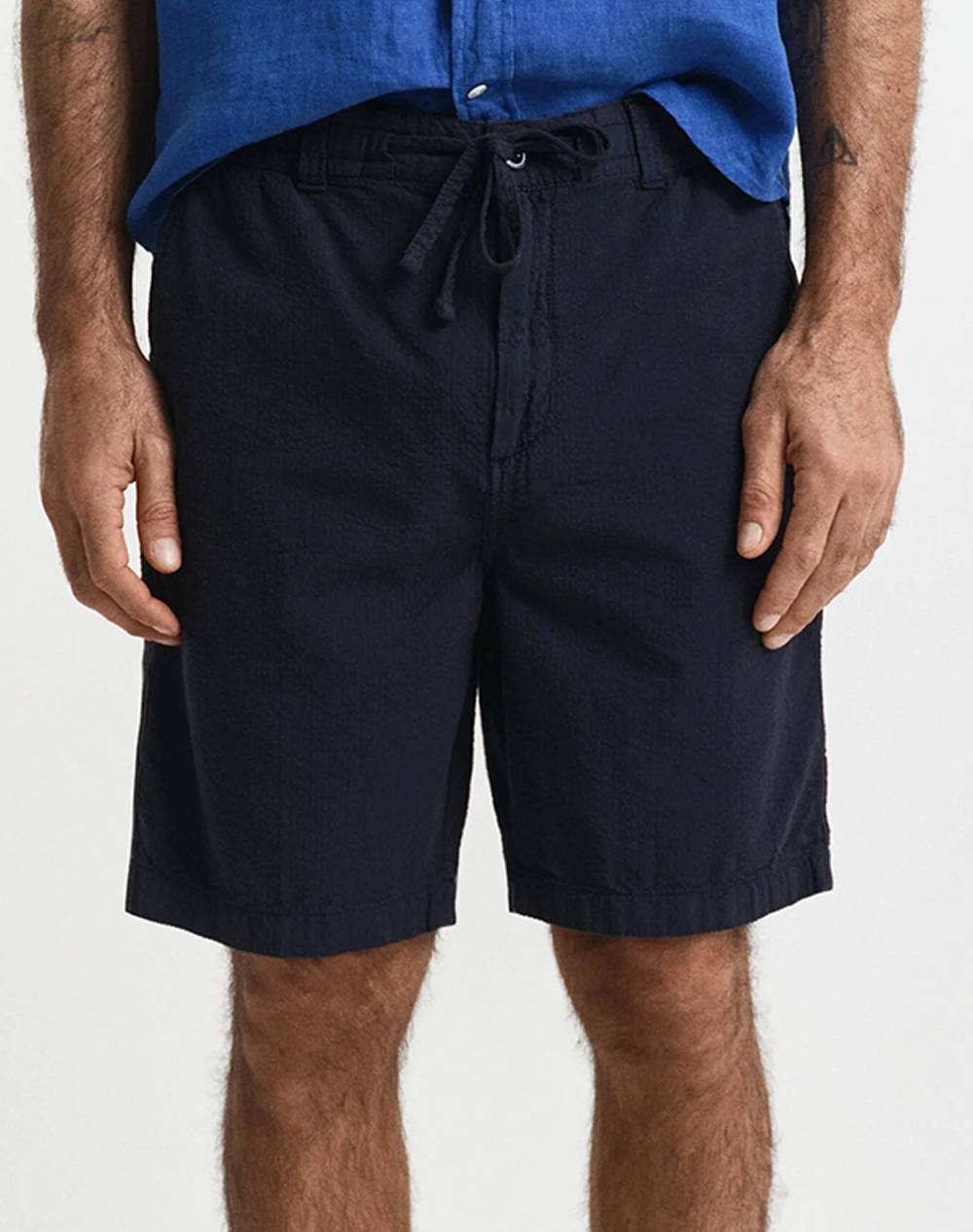 Gant Reg Gmnt Dye Seersucker Shorts Ss Men Clothes Shorts/Bermudas Chinos Darkblue Cotton 3G205506 433 Male Chinos Blue
