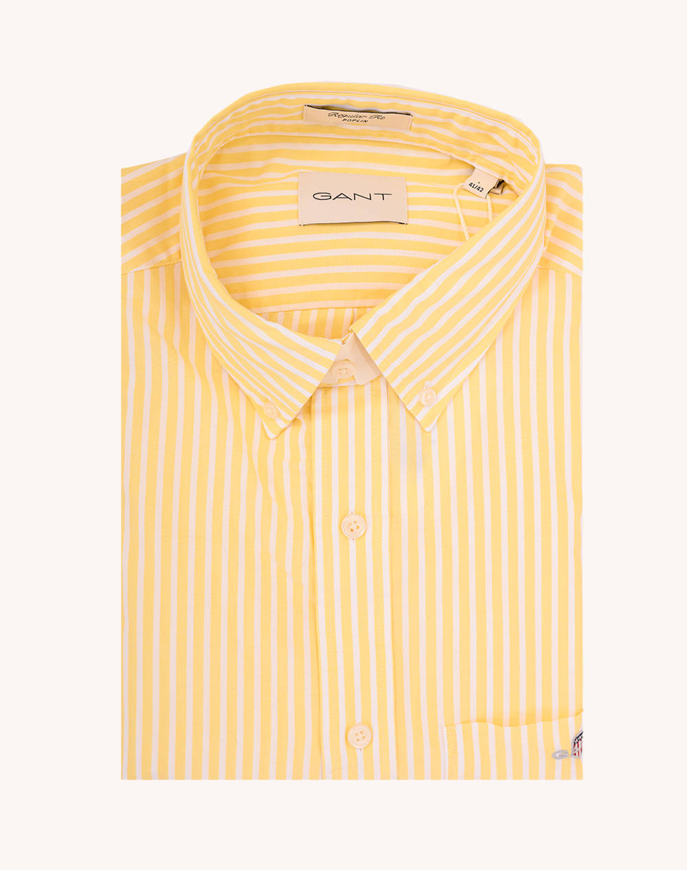 Gant Ls Reg Poplin Stripe Shirt Men Clothes Shirts Yellow Cotton 3G3000130 714 Male Shirts