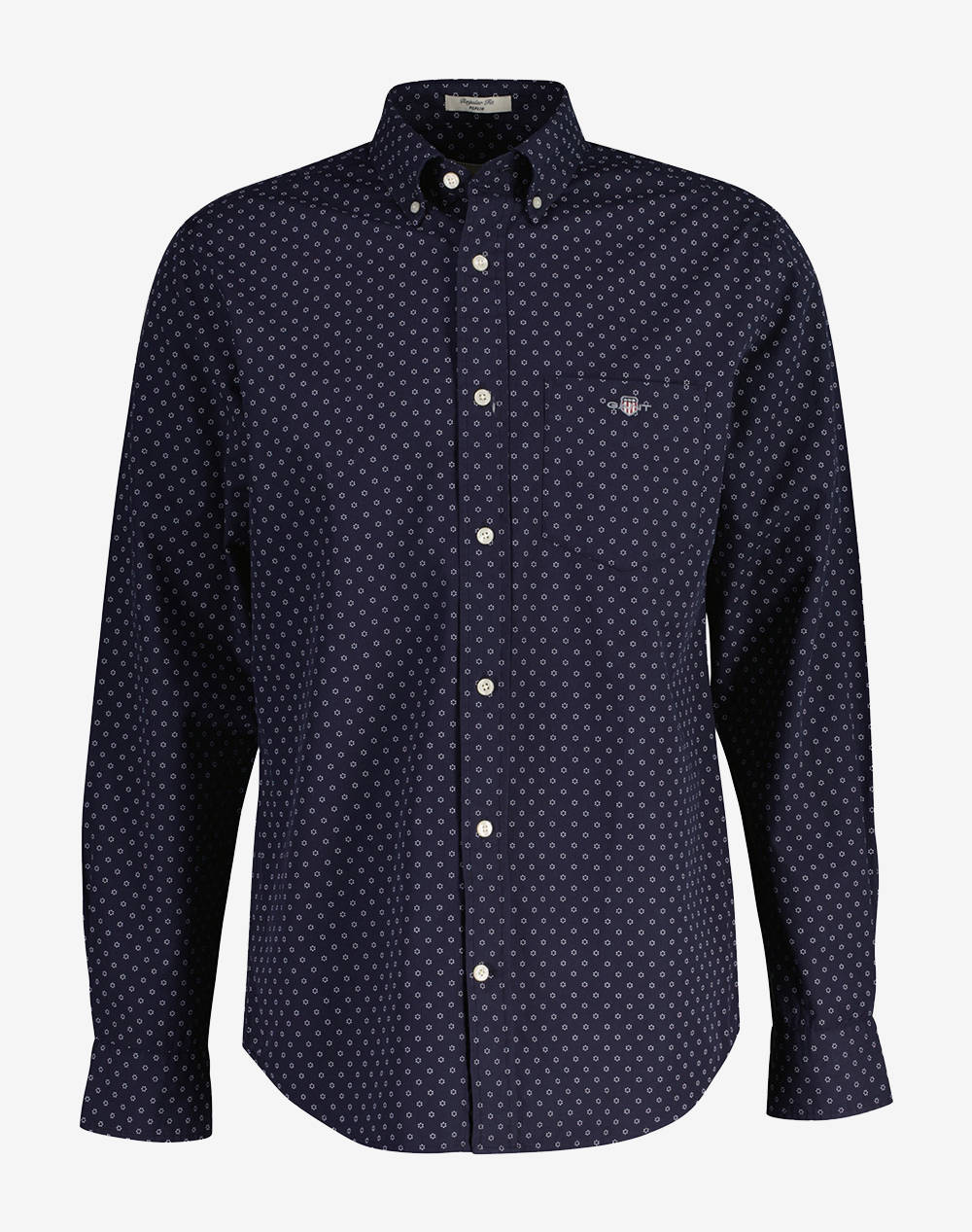 Gant Shirt Ls Reg Micro Print Shirt Men Clothes Shirts Darkblue Cotton 3G3250056 433 Male Shirts Blue