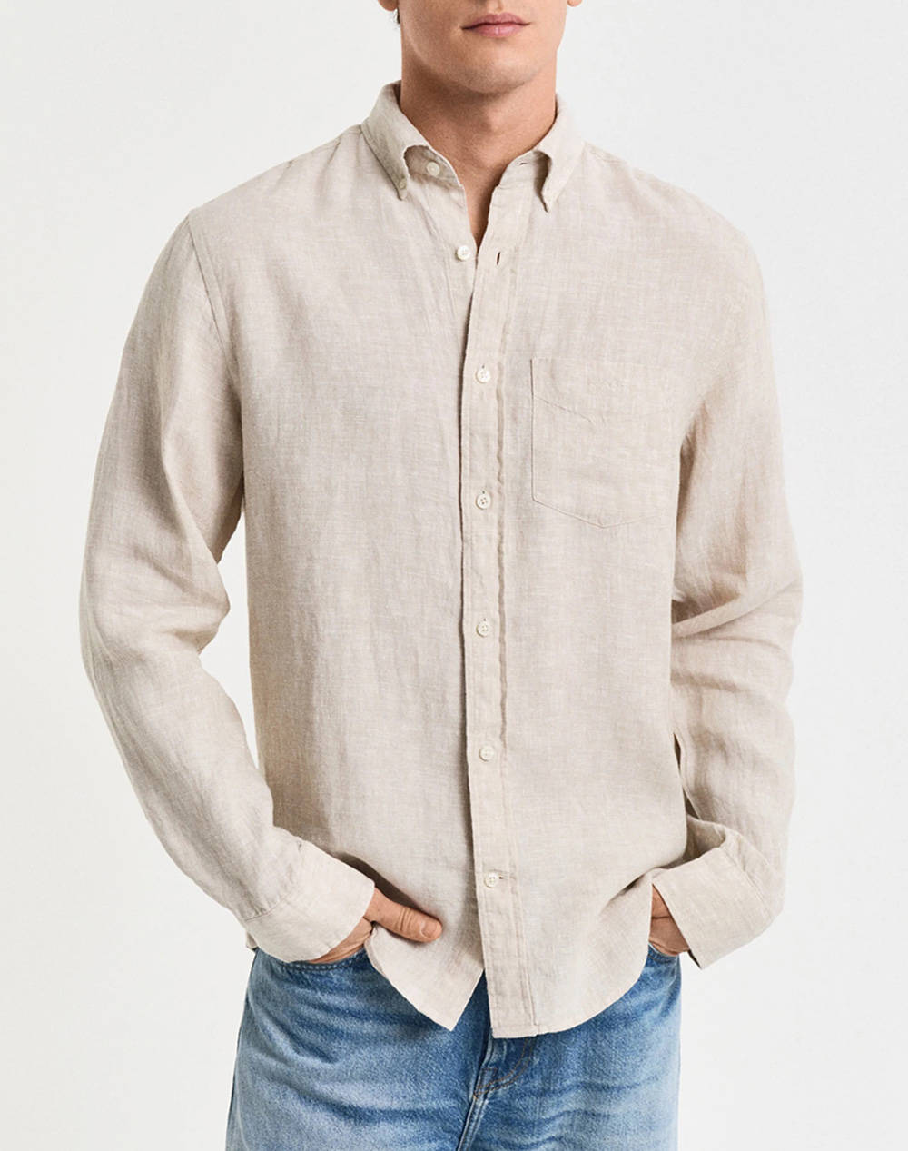 Gant Shirt Ls Reg Linen Shirt Men Clothes Shirts Ecru Linen 3G3250076 277 Male Shirts