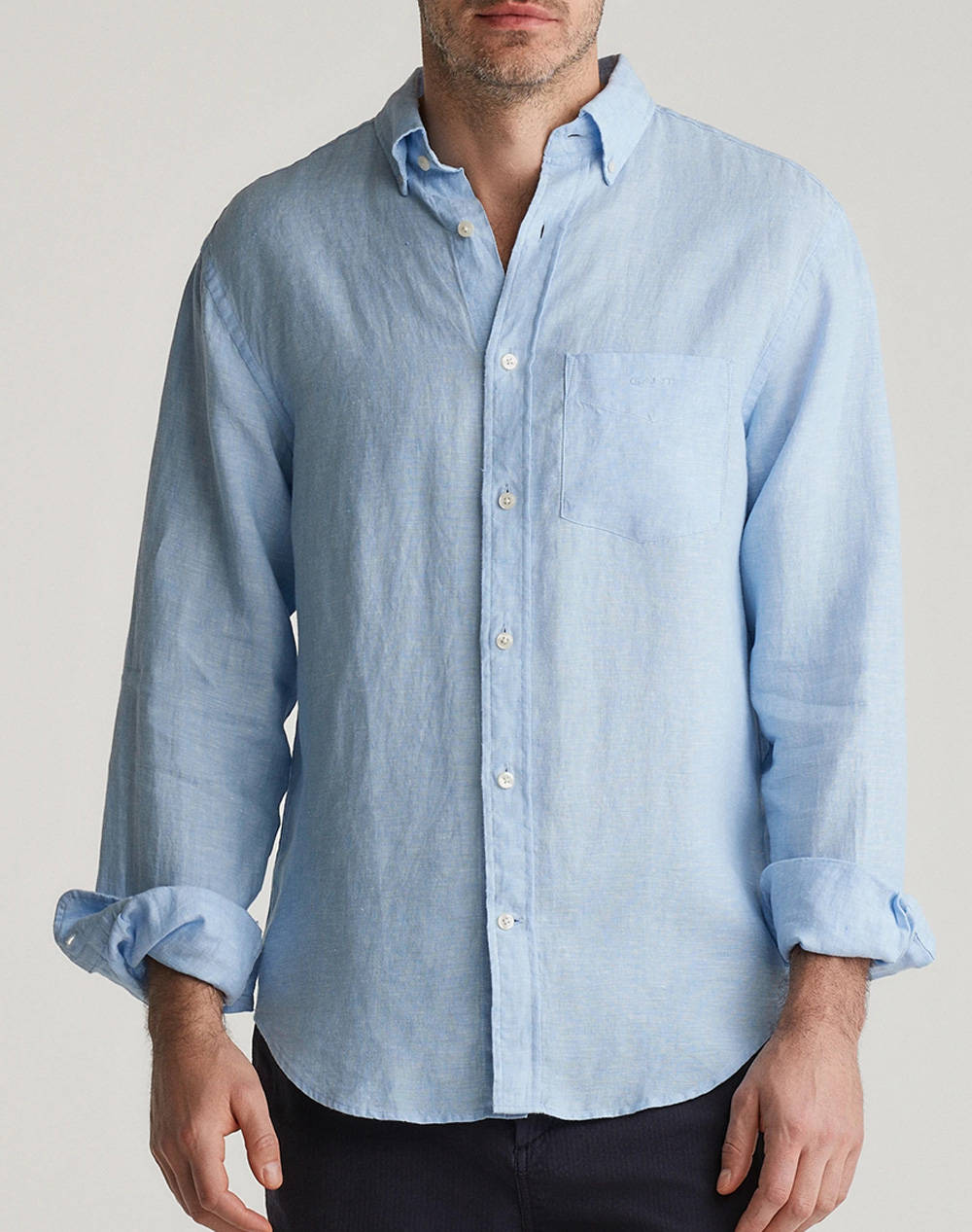 Gant Shirt Ls Reg Linen Shirt Men Clothes Shirts Lightblue Linen 3G3250076 468 Male Shirts Blue