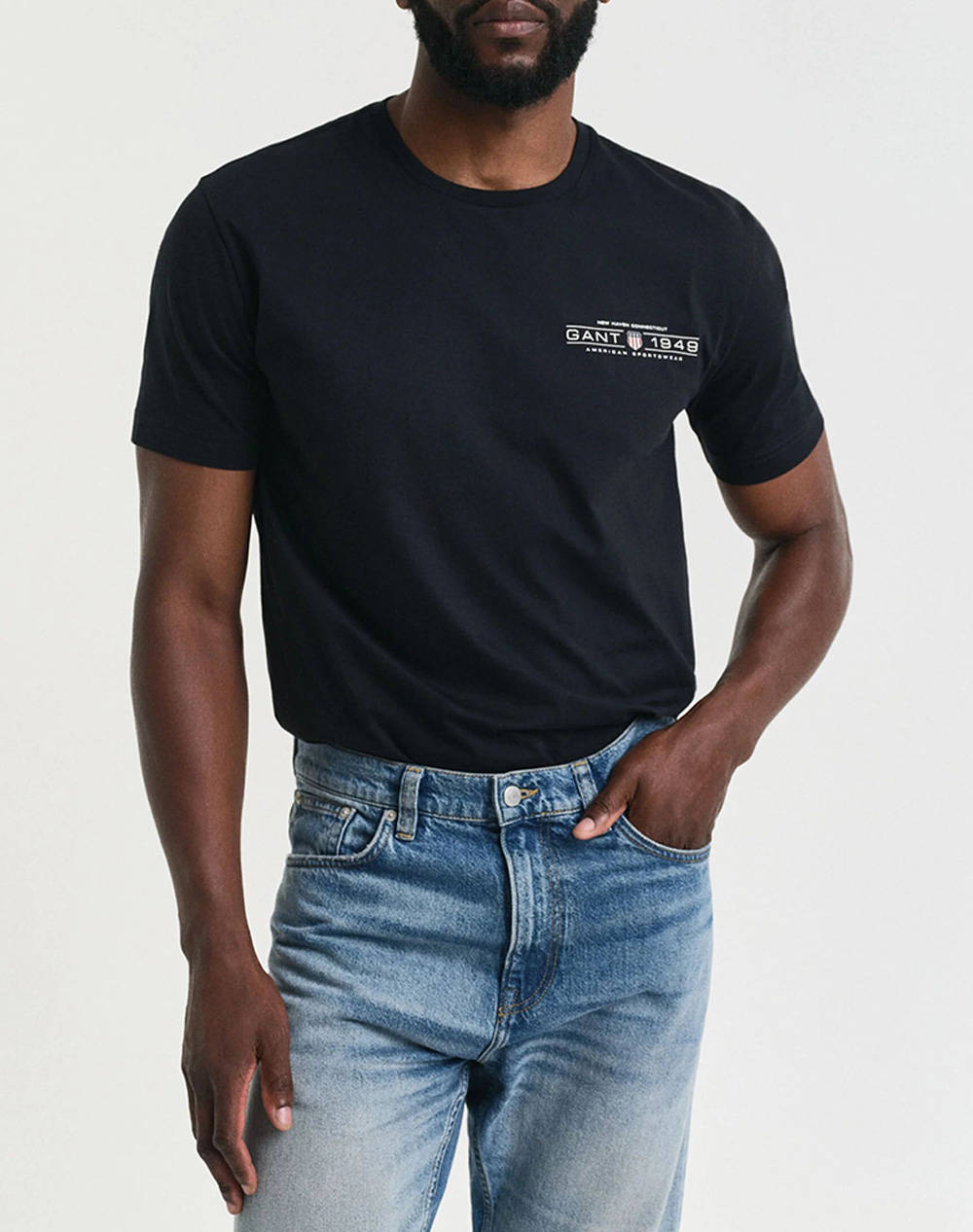 Gant Printed Graphic Ss T Shirt Men Clothes T Shirts & Sweatshirts T Shirts Black Cotton 3G2044017 5 Male T-Shirts Black