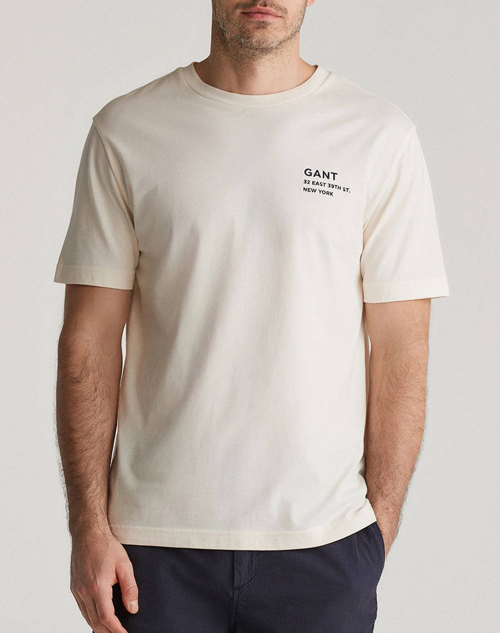 Gant Small Graphic Ss T Shirt Men Clothes T Shirts & Sweatshirts T Shirts Cream Cotton 3G2003300 130 Male T-Shirts