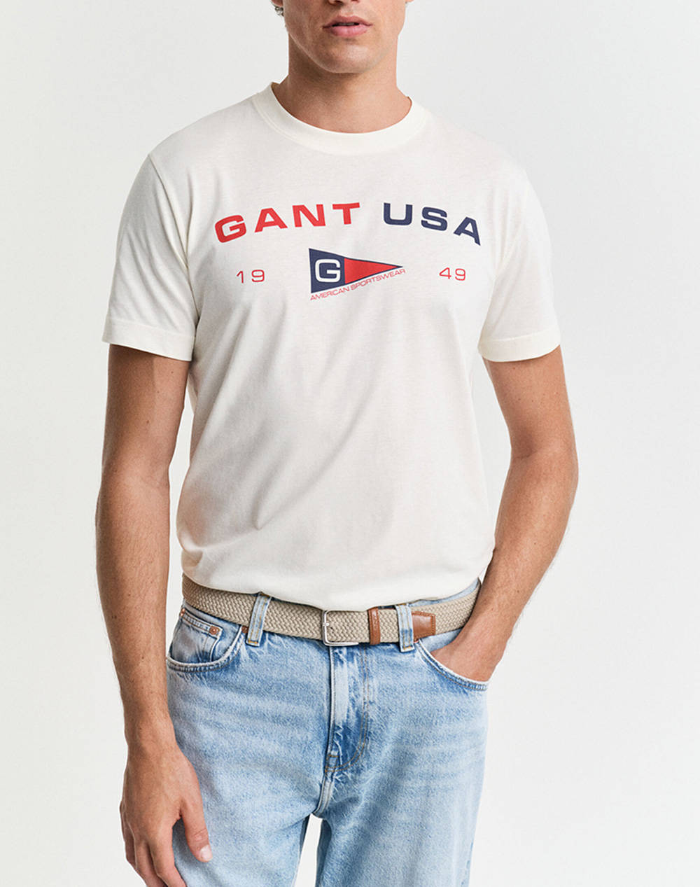 Gant Graphic Ss T Shirt Men Clothes T Shirts & Sweatshirts T Shirts Cream Cotton 3G2003299 130 Male T-Shirts