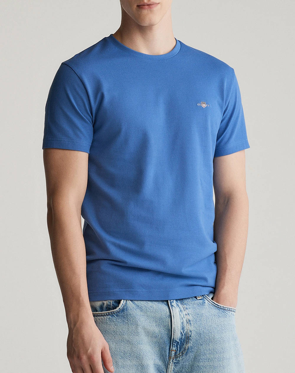 Gant Slim Pique Ss T Shirt Men Clothes T Shirts & Sweatshirts T Shirts Blue Cotton 3G2013033 407 Male T-Shirts Blue