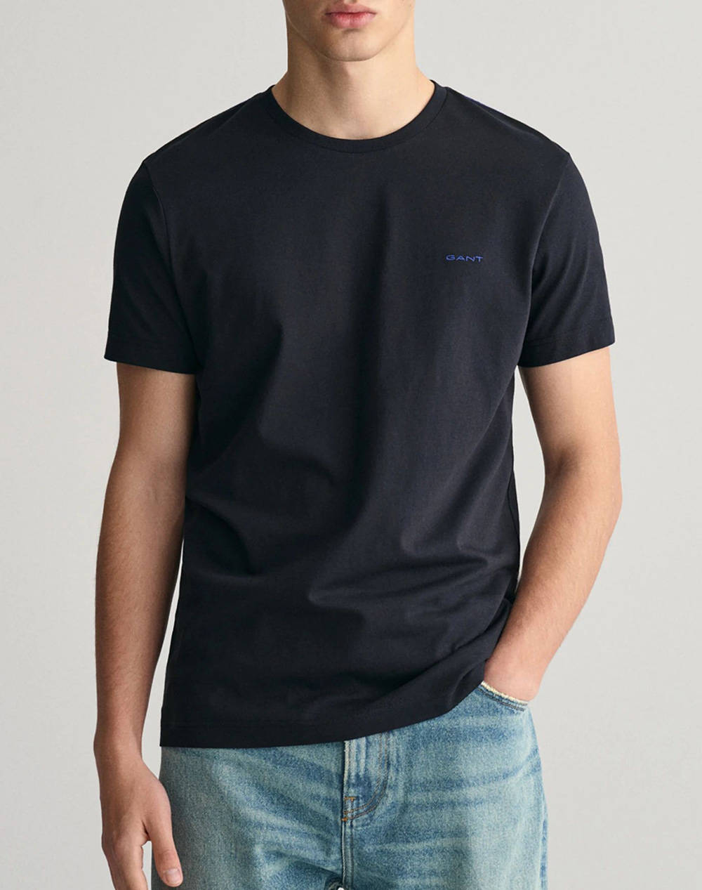 Gant Contrast Logo Ss T Shirt Men Clothes T Shirts & Sweatshirts T Shirts Black Cotton 3G2013032 5 Male T-Shirts Black
