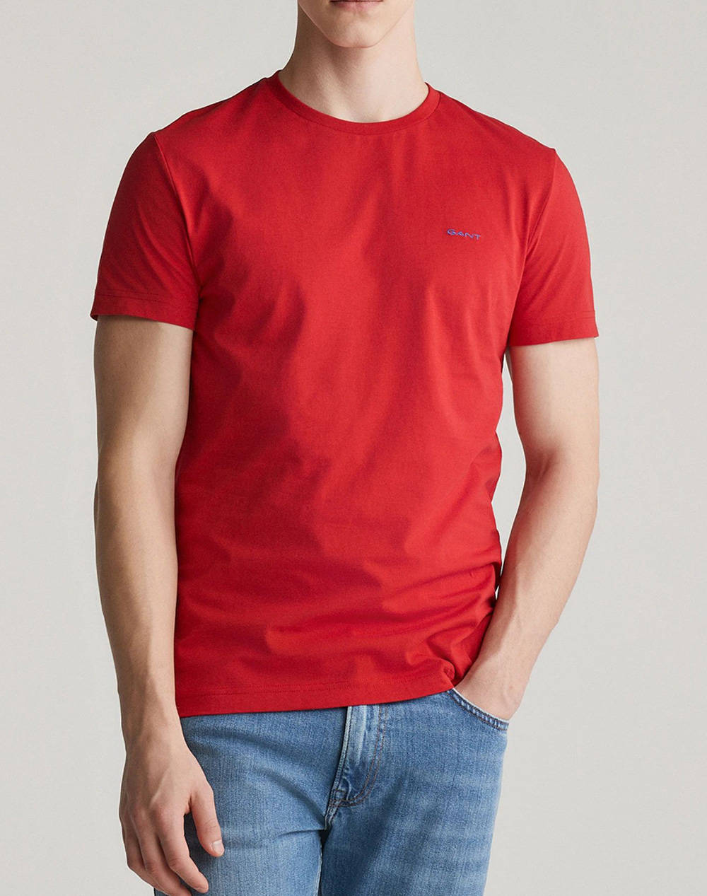 Gant Contrast Logo Ss T Shirt Men Clothes T Shirts & Sweatshirts T Shirts Red Cotton 3G2013032 630 Male T-Shirts