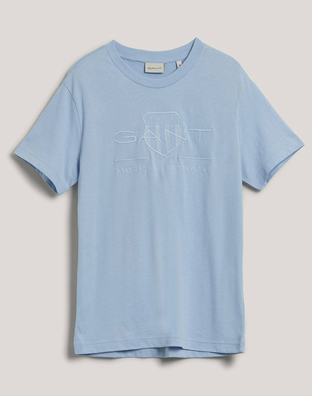 Gant Reg Tonal Shield Ss T Shirt Men Clothes T Shirts & Sweatshirts T Shirts Lightblue Cotton 3G2003140 457 Male T-Shirts Blue