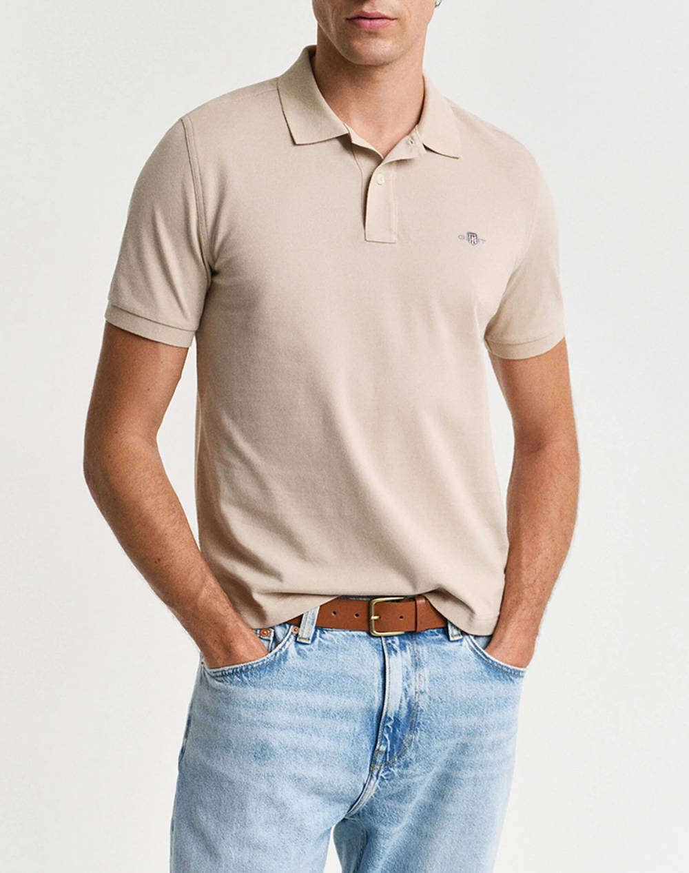 Gant Reg Shield Ss Pique Polo Shirt Men Clothes T Shirts & Sweatshirts Polo Sandybrown Cotton 3G2210 1 277 Male Polo Brown