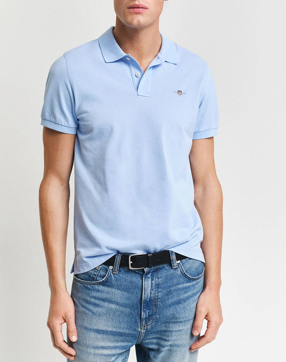 Gant Reg Shield Ss Pique Polo Shirt Men Clothes T Shirts & Sweatshirts Polo Skyblue Cotton 3G2210 1 468 Male Polo Blue