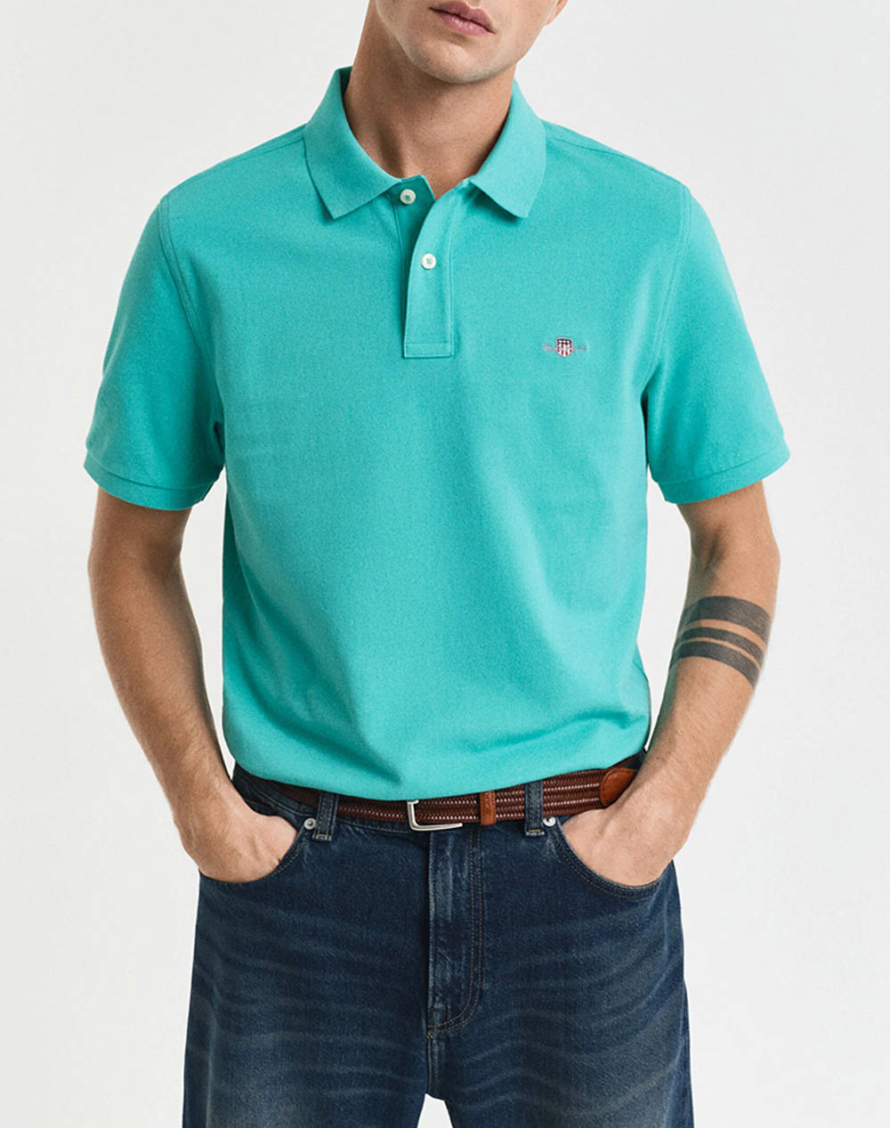 Gant Reg Shield Ss Pique Polo Shirt Men Clothes T Shirts & Sweatshirts Polo Turquoise Cotton 3G2210 1 353 Male Polo