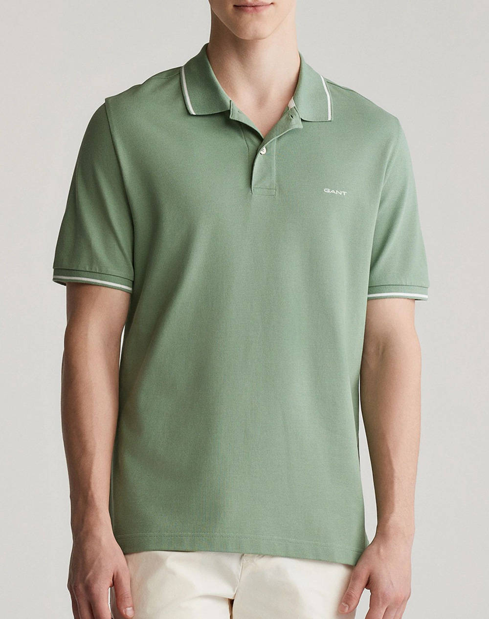 Gant Tipping Ss Pique Polo Shirt Men Clothes T Shirts & Sweatshirts Polo Lightgreen Cotton 3G2062034 362 Male Polo Green