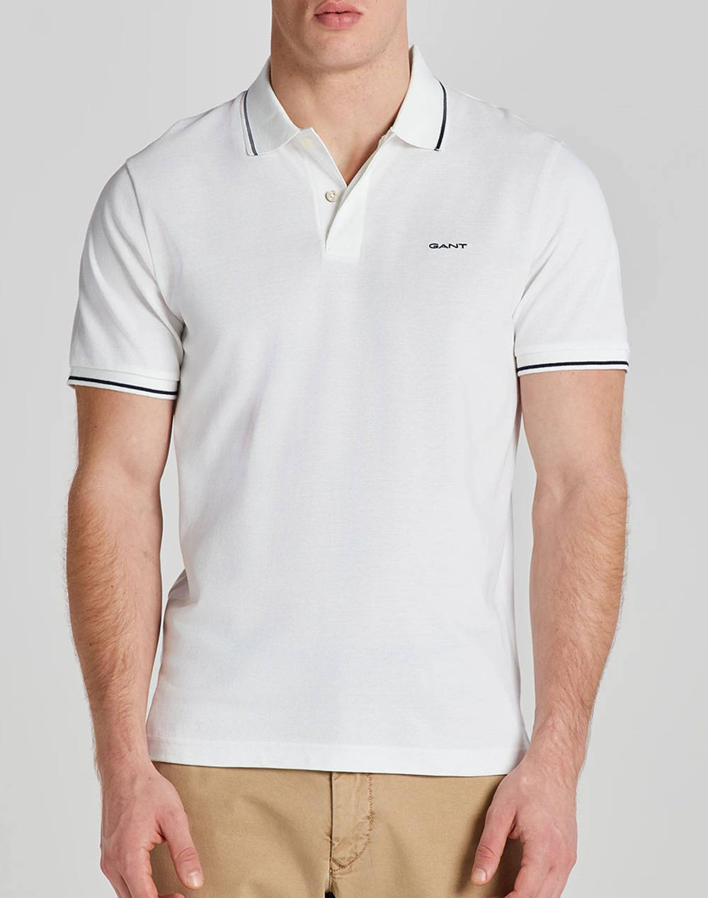 Gant Tipping Ss Pique Polo Shirt Men Clothes T Shirts & Sweatshirts Polo White Cotton 3G2062034 110 Male Polo