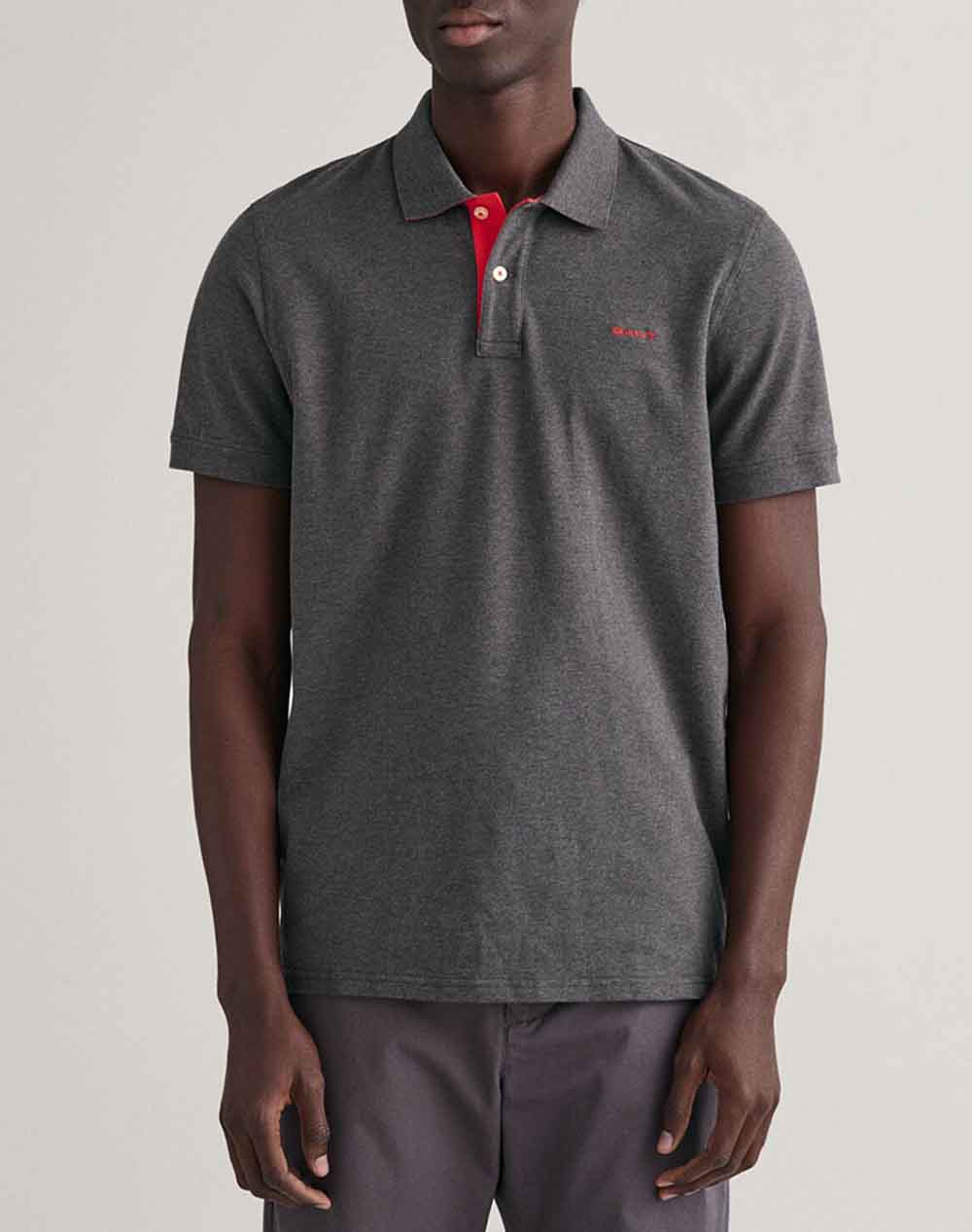 Gant Km Reg Contrast Pique Ss Polo T Shirt Men Clothes T Shirts & Sweatshirts Polo Darkgray Cotton,Elastic 3G2062026 95 Male Polo