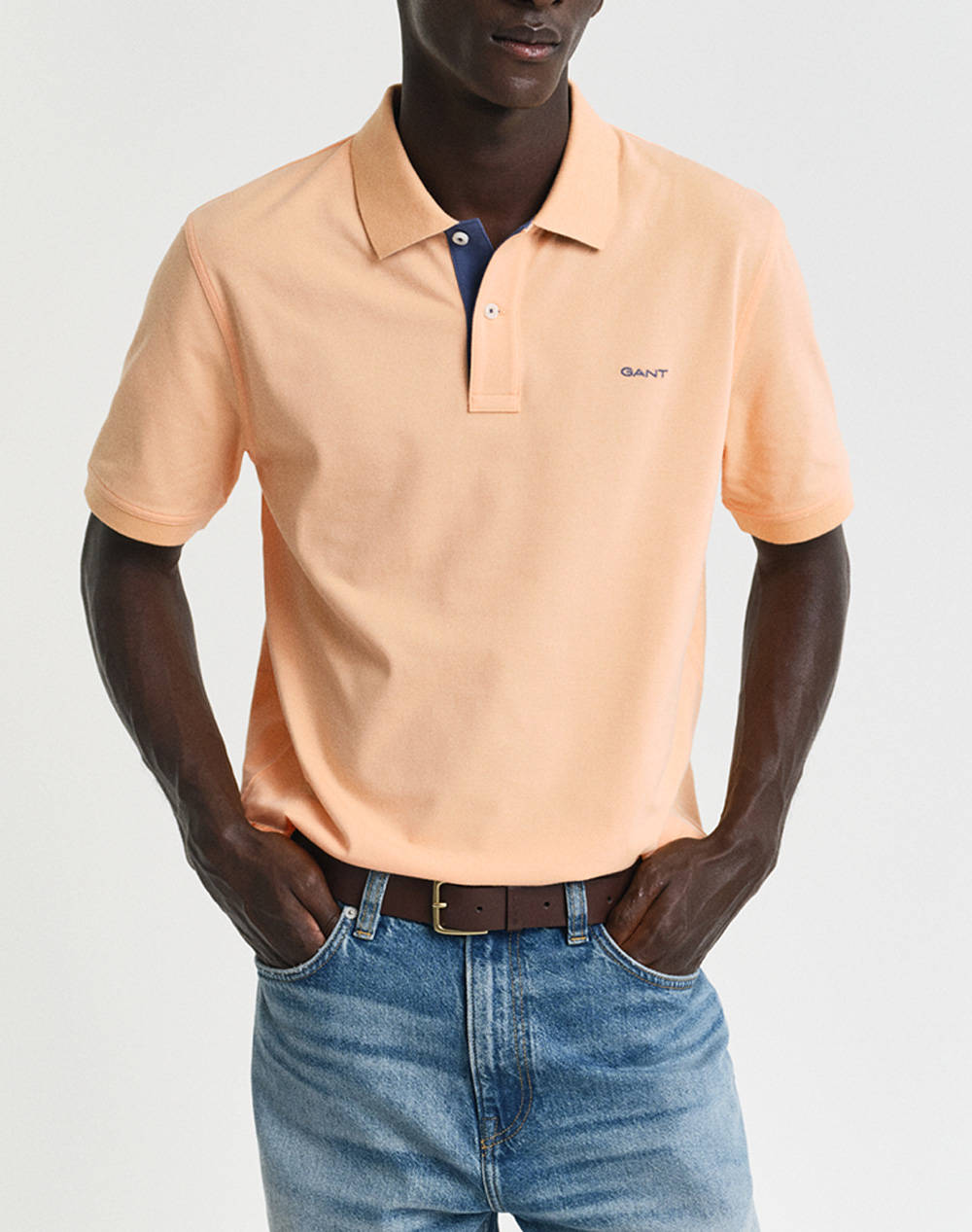 Gant Km Reg Contrast Pique Ss Polo T Shirt Men Clothes T Shirts & Sweatshirts Polo Lightorange Cotton,Elastic 3G2062026 848 Male Polo
