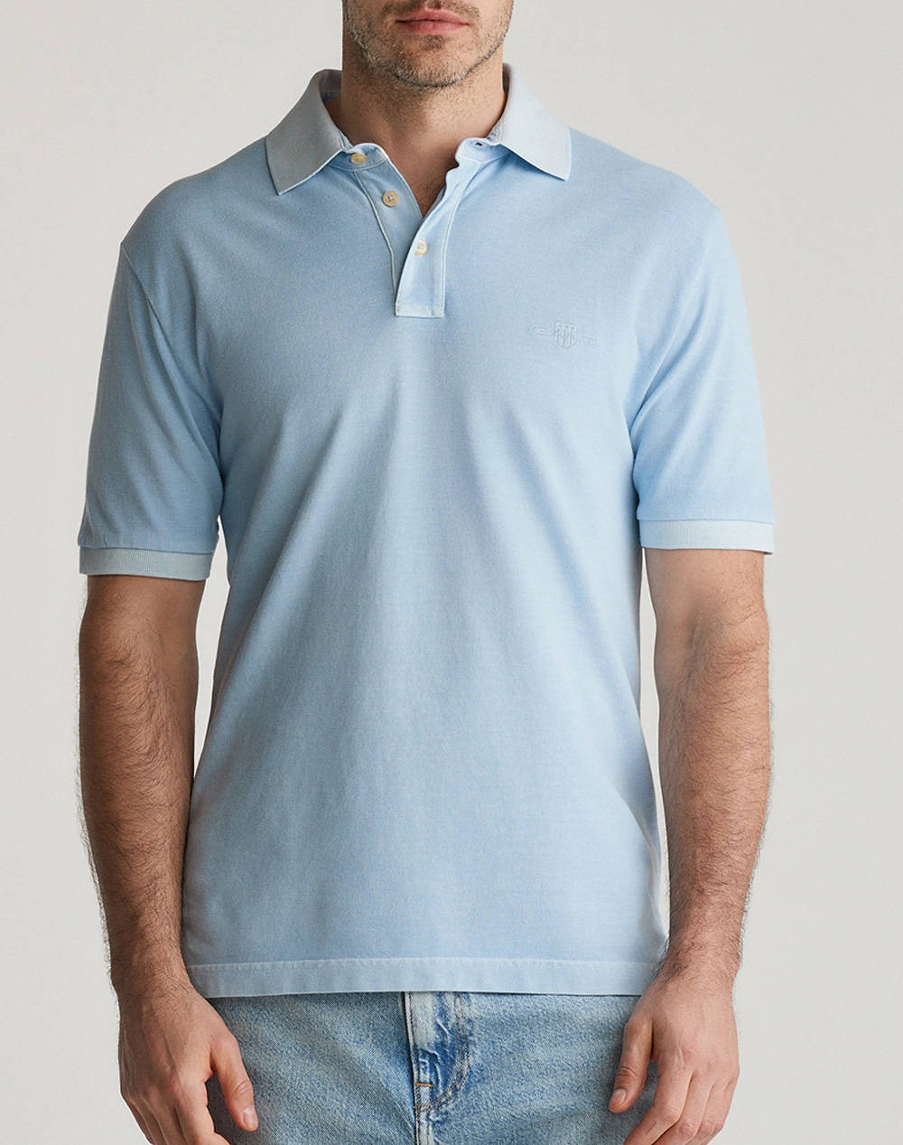 Gant Sunfaded Ss Polo Shirt Men Clothes T Shirts & Sweatshirts Polo Lightblue Cotton 3G2014057 457 Male Polo Blue