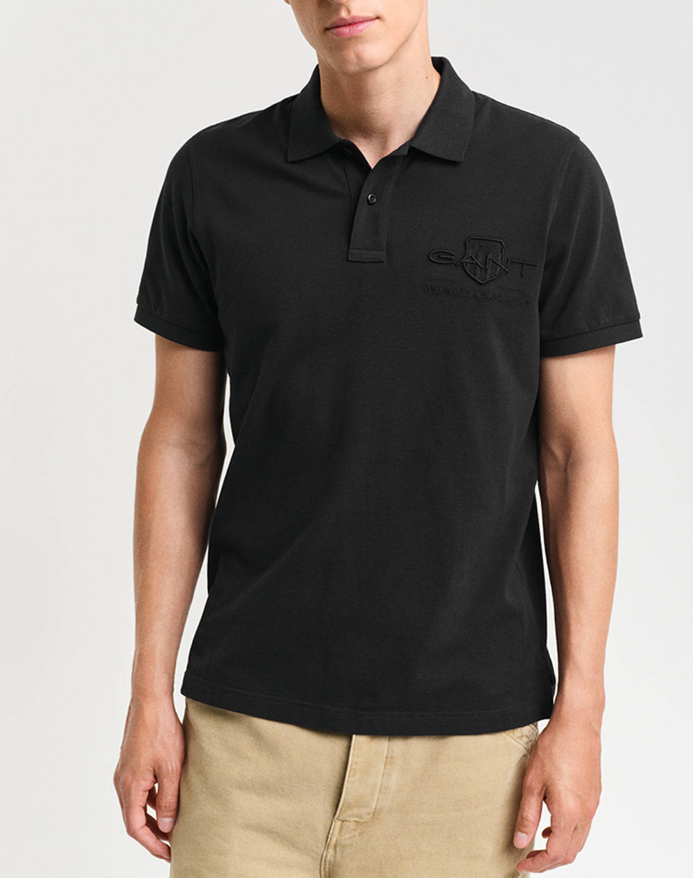 Gant Reg Tonal Shield Ss Polo Men Clothes T Shirts & Sweatshirts Polo Black Cotton 3G2062025 5 Male Polo Black