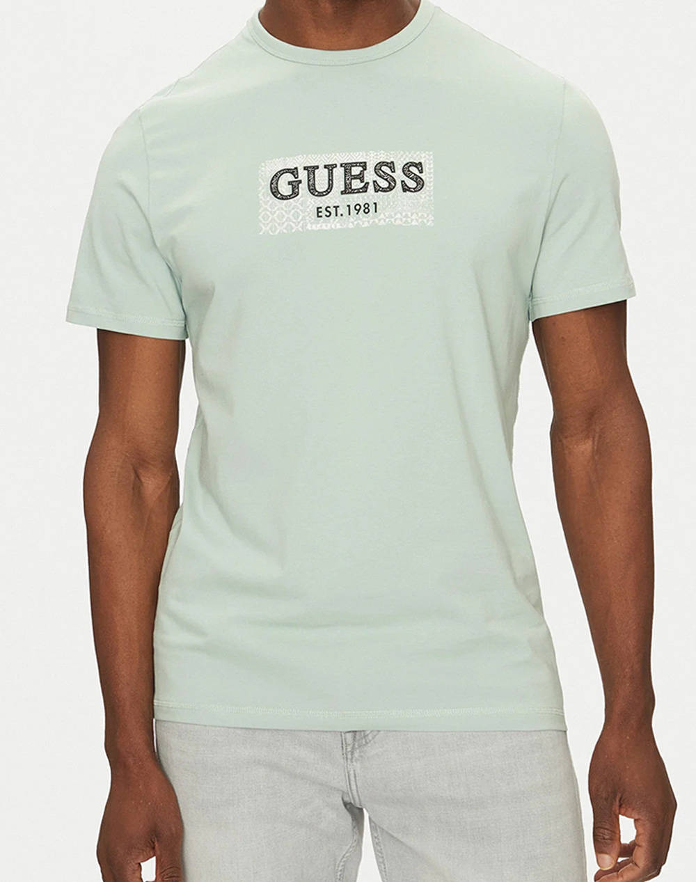 Guess Ss Cn Guess Box Tee Men''S T Shirt Men Clothes T Shirts & Sweatshirts T Shirts Mintgreen Cotton,Elastic M5Gi19J1314 G8Cv Male T-Shirts Green