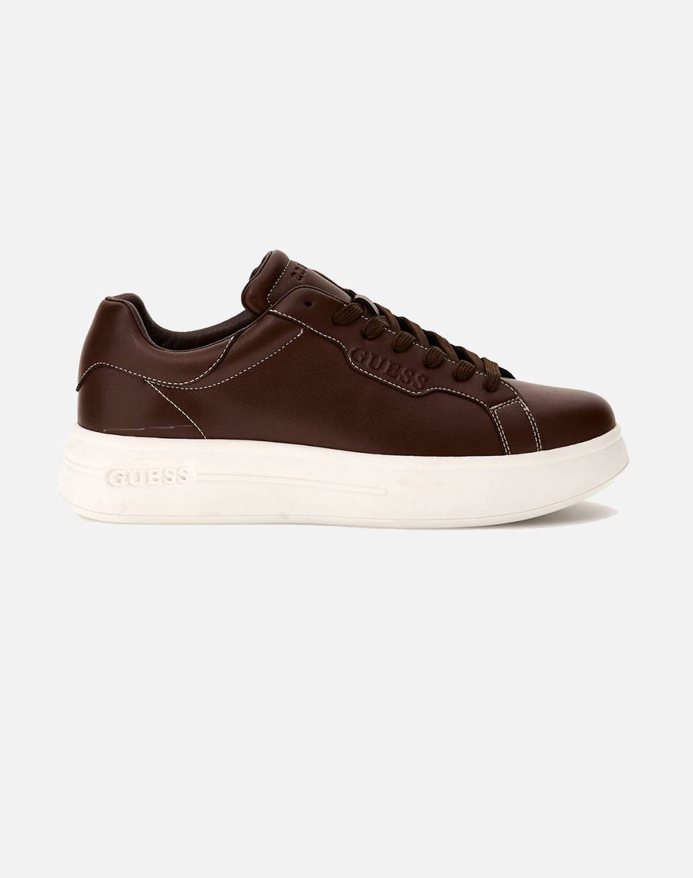 Guess Winno Men''S Shoes Men Footwear Sneakers Brown Leather Fmpwinfab12 Brown Male Sneakers Brown