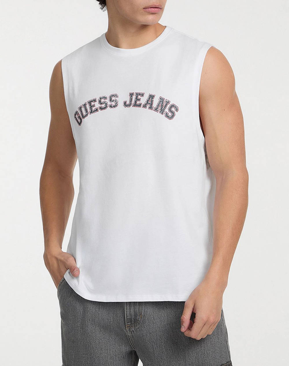 Guess Jeans Gj Muscle Collegiate Organic Cotton 160Gsm Men''S T Shirt Men Clothes T Shirts & Sweatshirts T Shirts White Cotton M5Gp31K8Hm0 G011 Male T