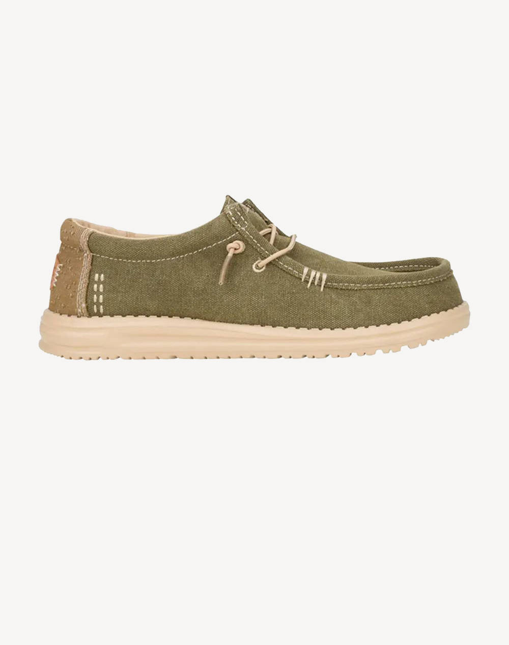 Hey Dude Wally Workwear Men Footwear Moccasins Olive Fabric 43084 3Yt Male Moccasins