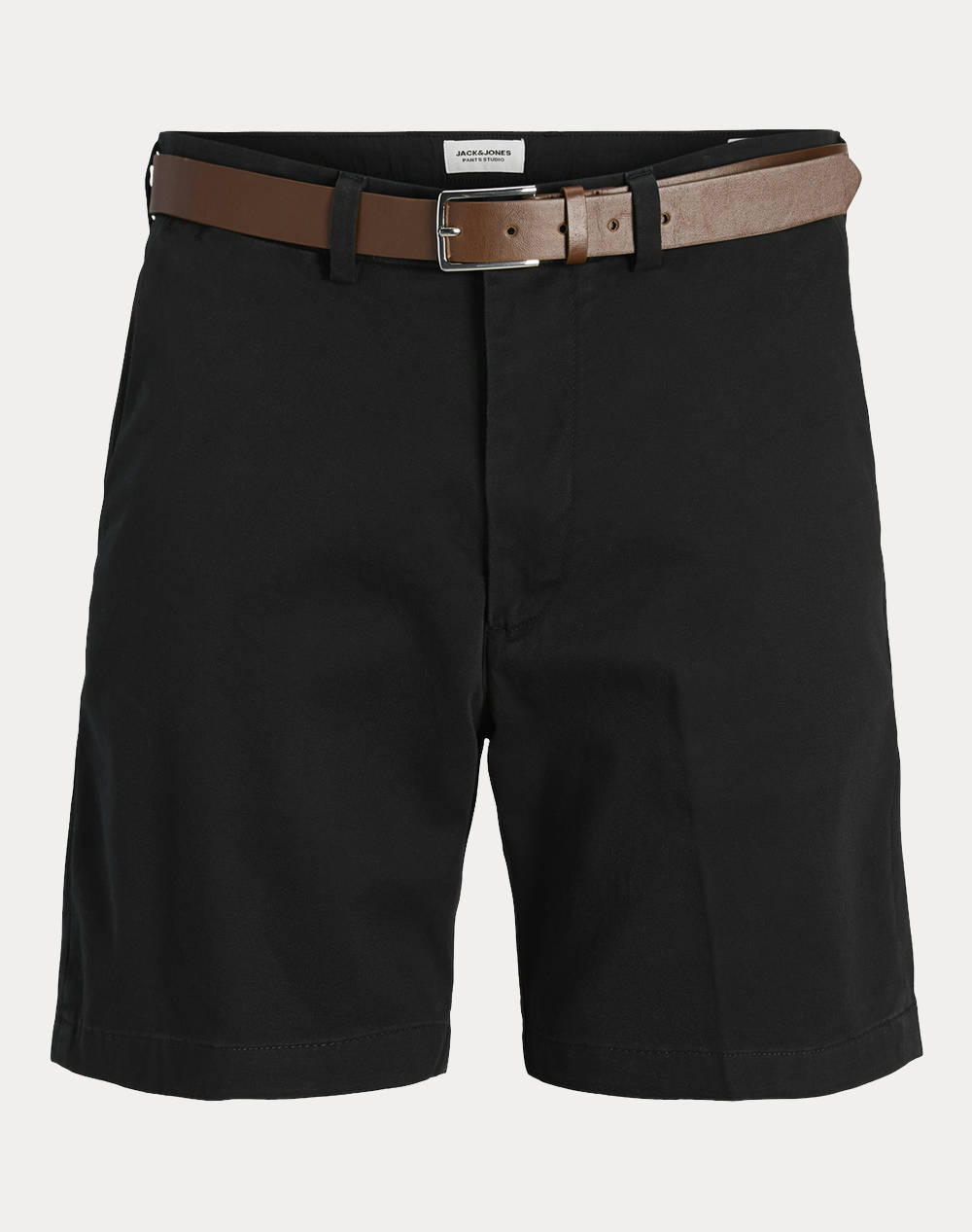 Jack&Jones Jpstmarco Franco Chino Shorts W Belt Srt Men Clothes Shorts/Bermudas Chinos Black Cotton,Elastic 12269368 Black Male Chinos Black