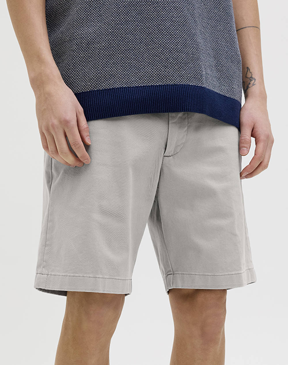 Jack&Jones Jpstmarco Franco Chino Shorts W Belt Srt Men Clothes Shorts/Bermudas Chinos Gray Cotton,Elastic 12269368 Ultimate Grey Male Chinos