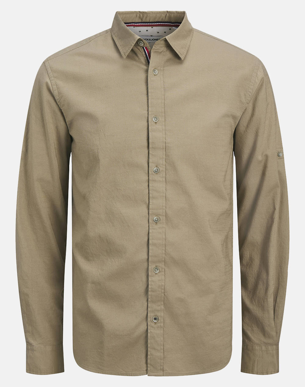 Jack&Jones Jjpierre Slub Detail Shirt Ls Men Clothes Shirts Sandybrown Cotton 12270088 Crockery Male Shirts Brown