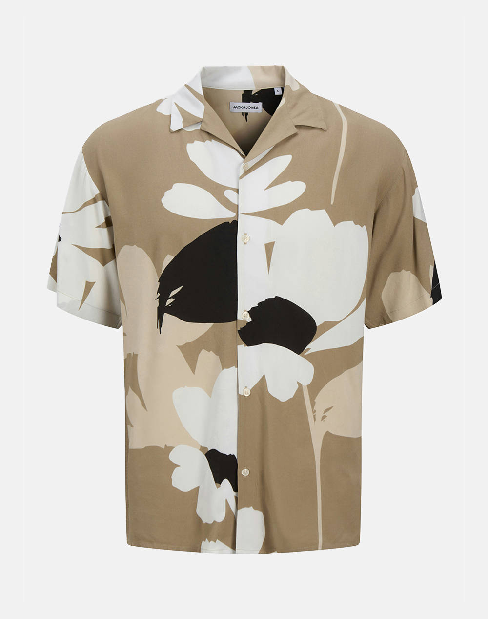 Jack&Jones Jjjeff Monochrome Resort Shirt Ss Men Clothes Shirts Multi Cotton 12268994 Coriander Male Shirts