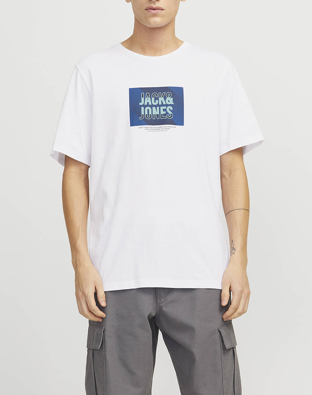 Jack&Jones Jjhudson Tee Ss Crew Neck Ln Men Clothes T Shirts & Sweatshirts T Shirts White Cotton 12268477 White Male T-Shirts
