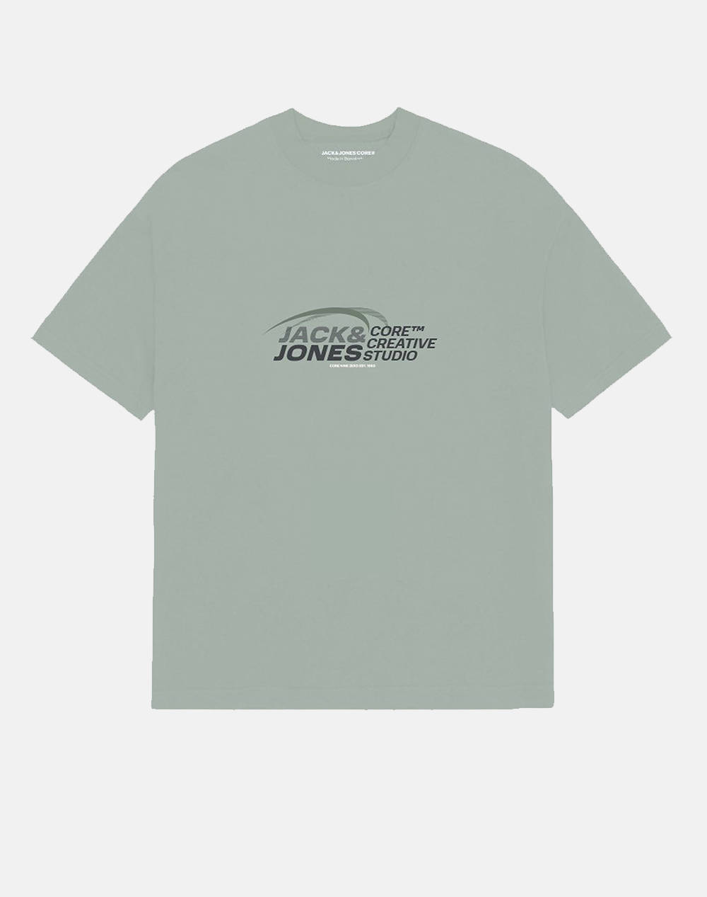 Jack&Jones Jcotarmac Print Tee Ss Crew Neck Fst Men Clothes T Shirts & Sweatshirts T Shirts Gray Cotton 12276408 Aqua Gray Male T-Shirts
