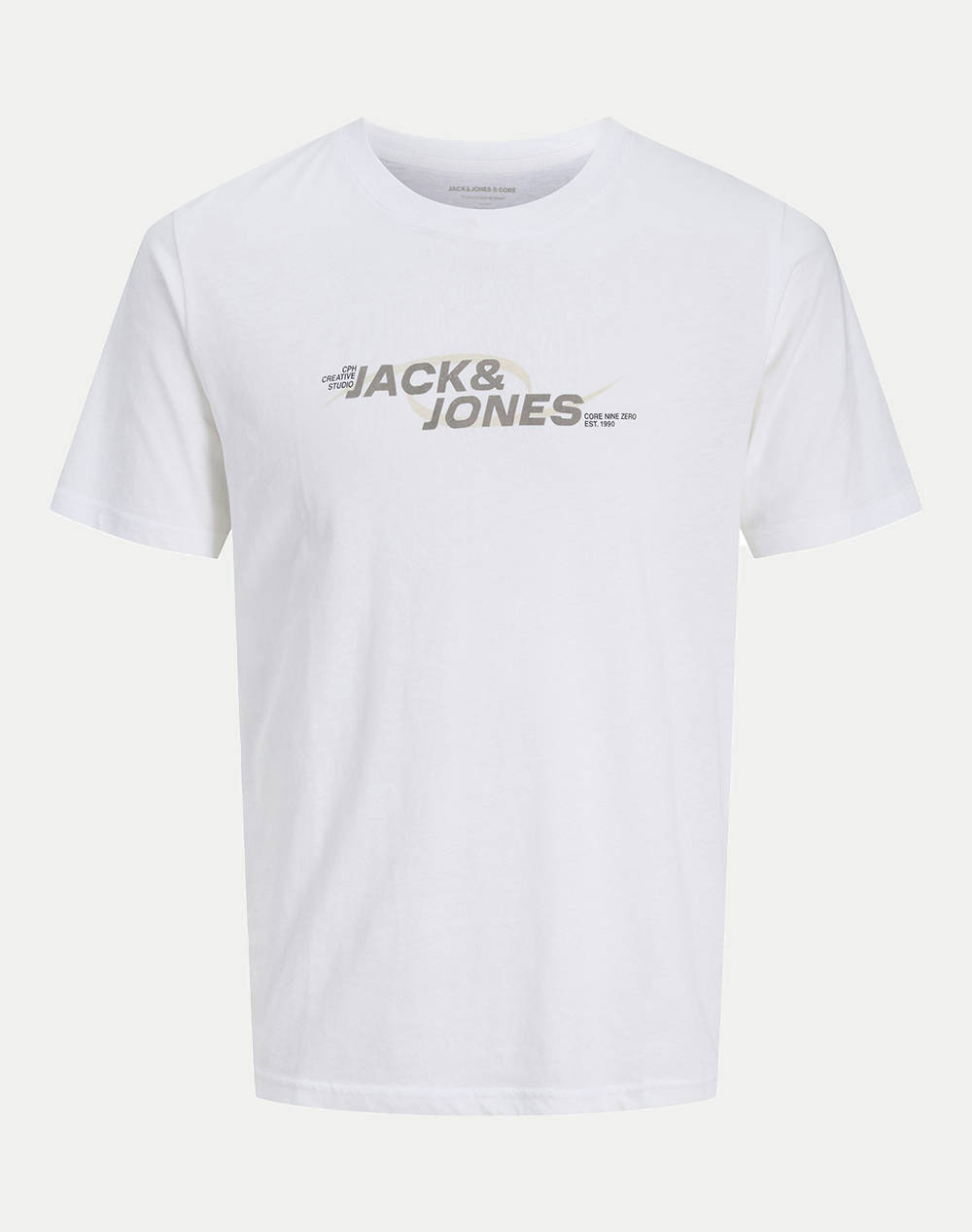 Jack&Jones Jcotarmac Print Tee Ss Crew Neck Fst Men Clothes T Shirts & Sweatshirts T Shirts White Cotton 12276408 Bright White Male T-Shirts