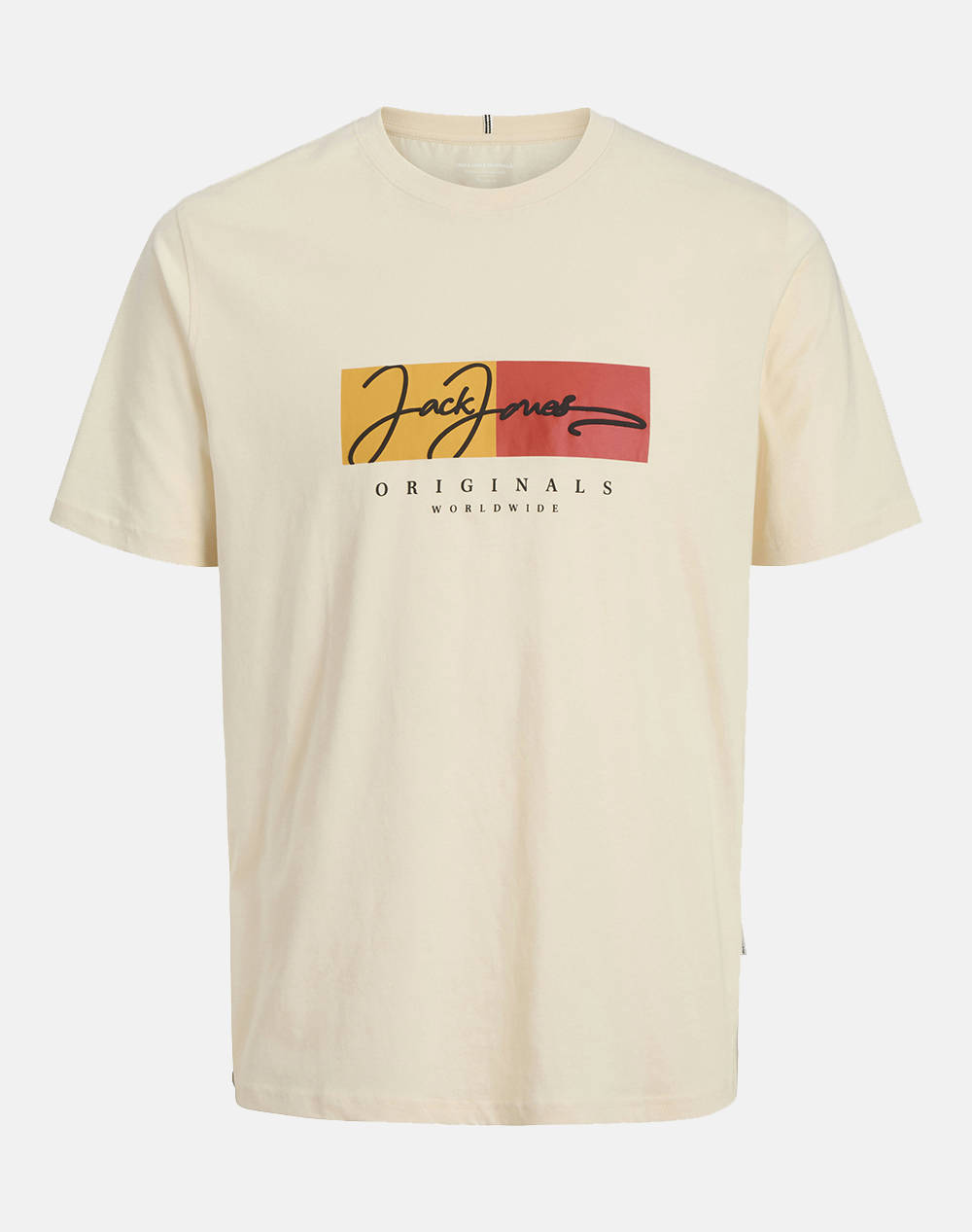 Jack&Jones Jorfrederiksberg Box Script Tee Ss Cn Ln Men Clothes T Shirts & Sweatshirts T Shirts Ecru Cotton 12278266 Antique Whitess25 Male T-Shirts