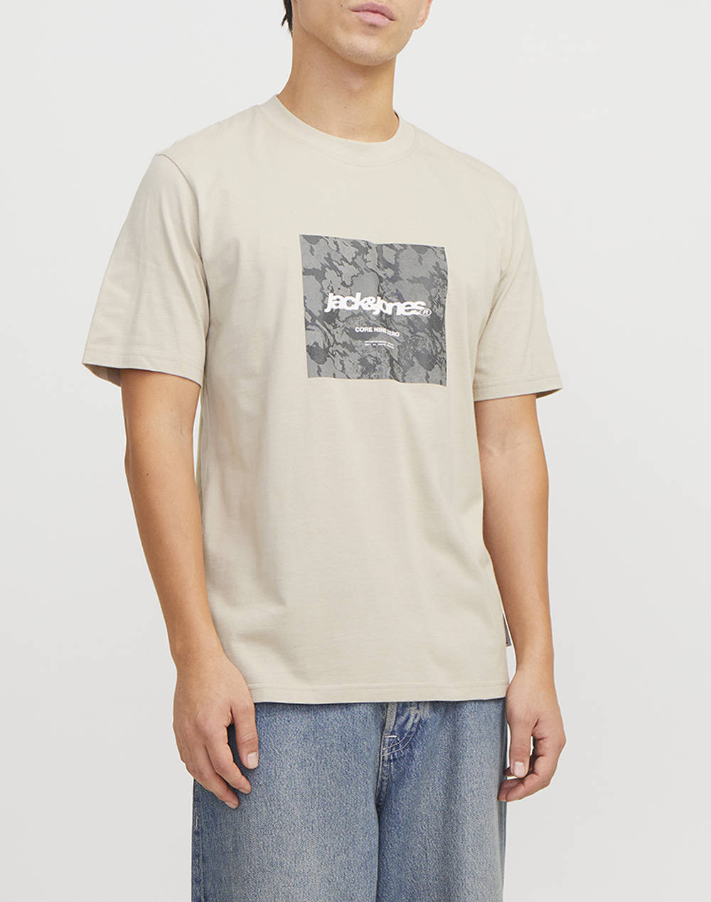 Jack&Jones Jcotarmac Camo Front Tee Ss Crew Neck Ln Men Clothes T Shirts & Sweatshirts T Shirts Biege Cotton 12273239 Pure Cashmere Male T-Shirts