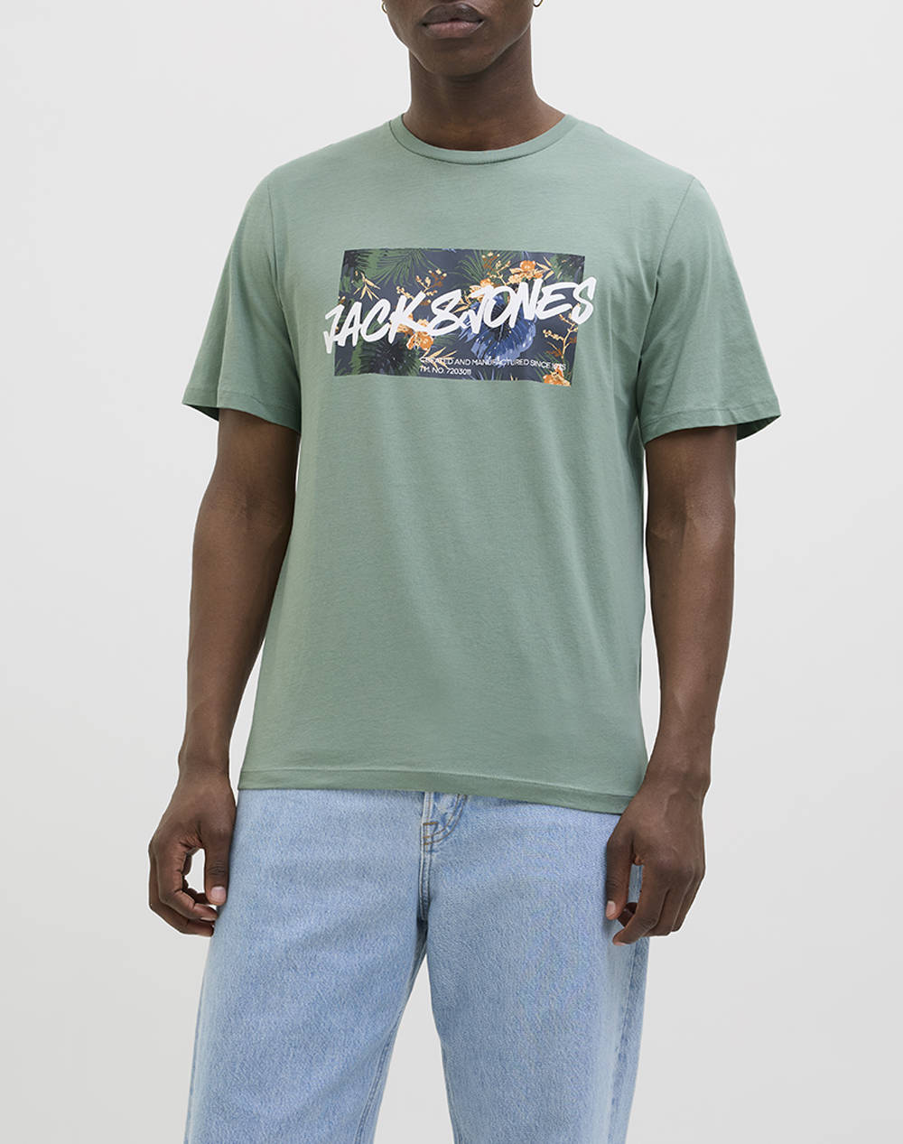 Jack&Jones Jjhawaii Shape Tee Ss Crew Neck Ln Men Clothes T Shirts & Sweatshirts T Shirts Green Cotton 12269324 Iceberg Green Male T-Shirts Green